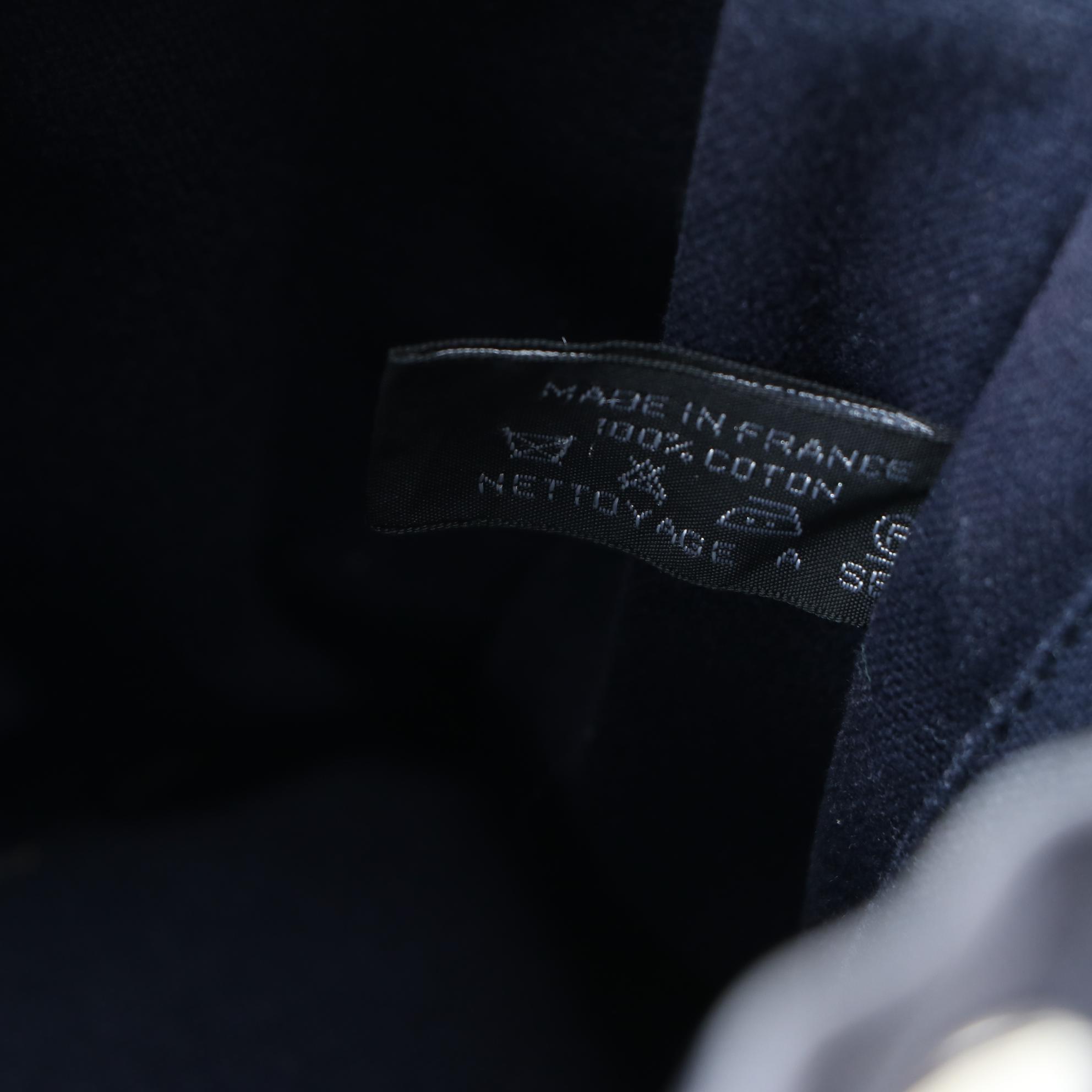 Hermès Fourre Tout PM Tote Bag in Navy Blue and Rust Canvas