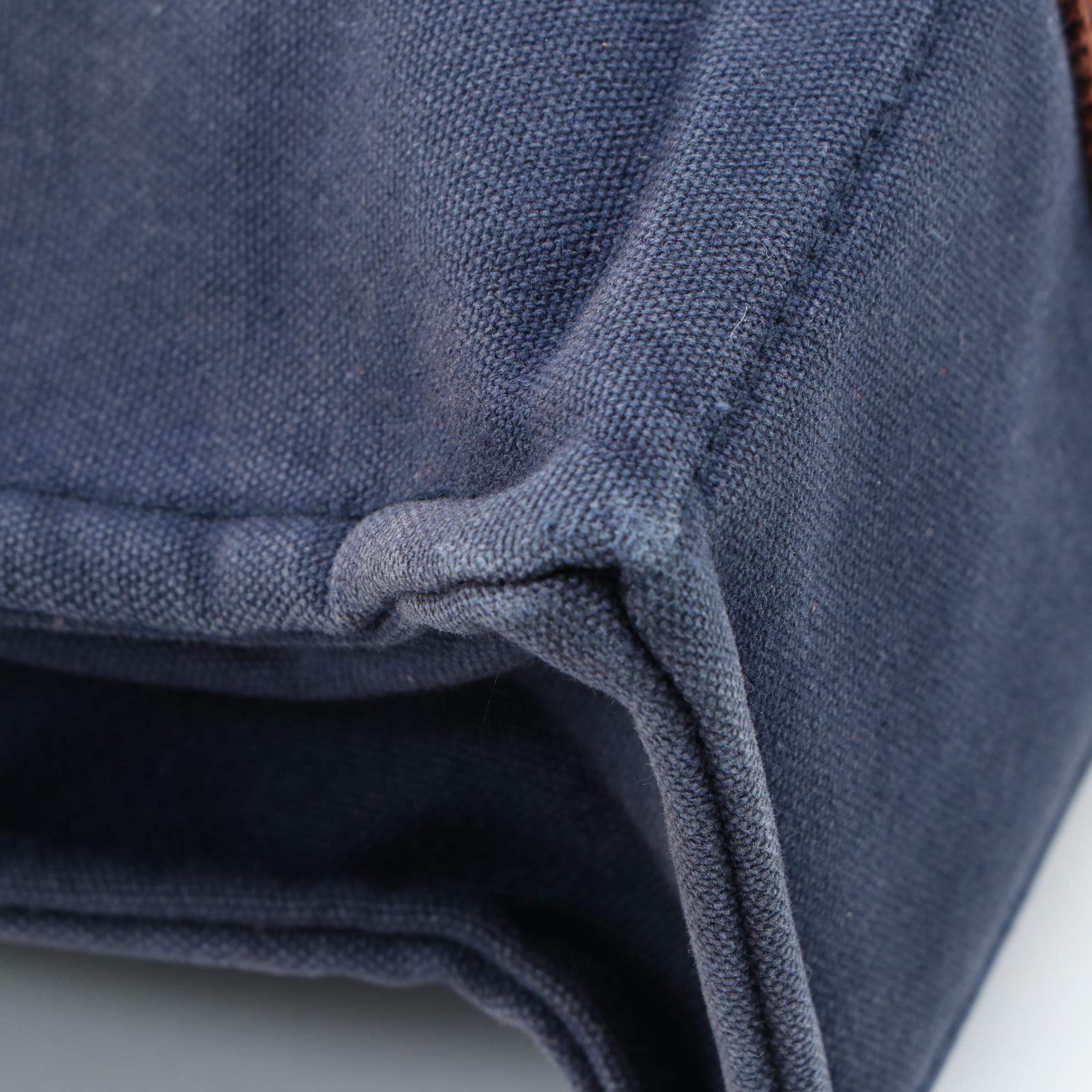 Hermès Fourre Tout PM Tote Bag in Navy Blue and Rust Canvas