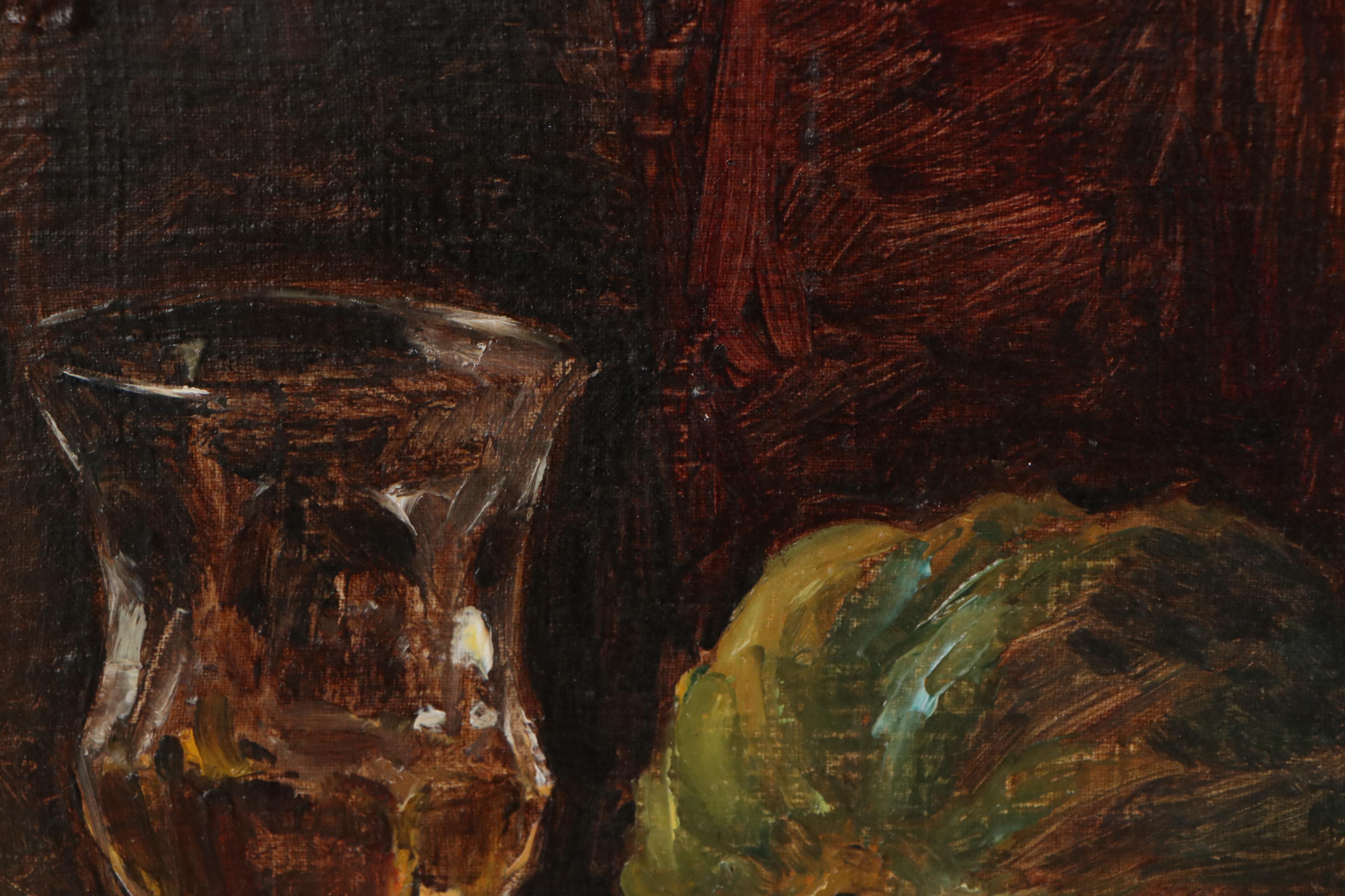 Still Life Oil Painting Attributed to H. Thomas Clark "Melons," Mid-20th Century