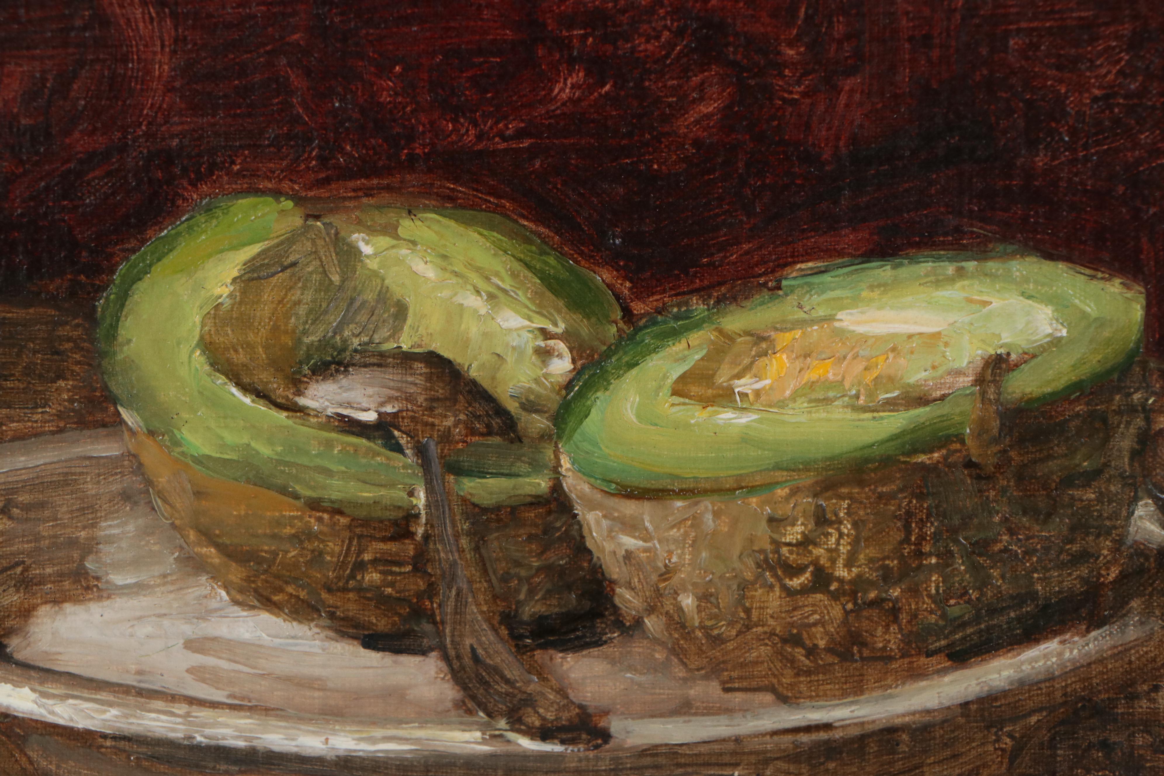 Still Life Oil Painting Attributed to H. Thomas Clark "Melons," Mid-20th Century