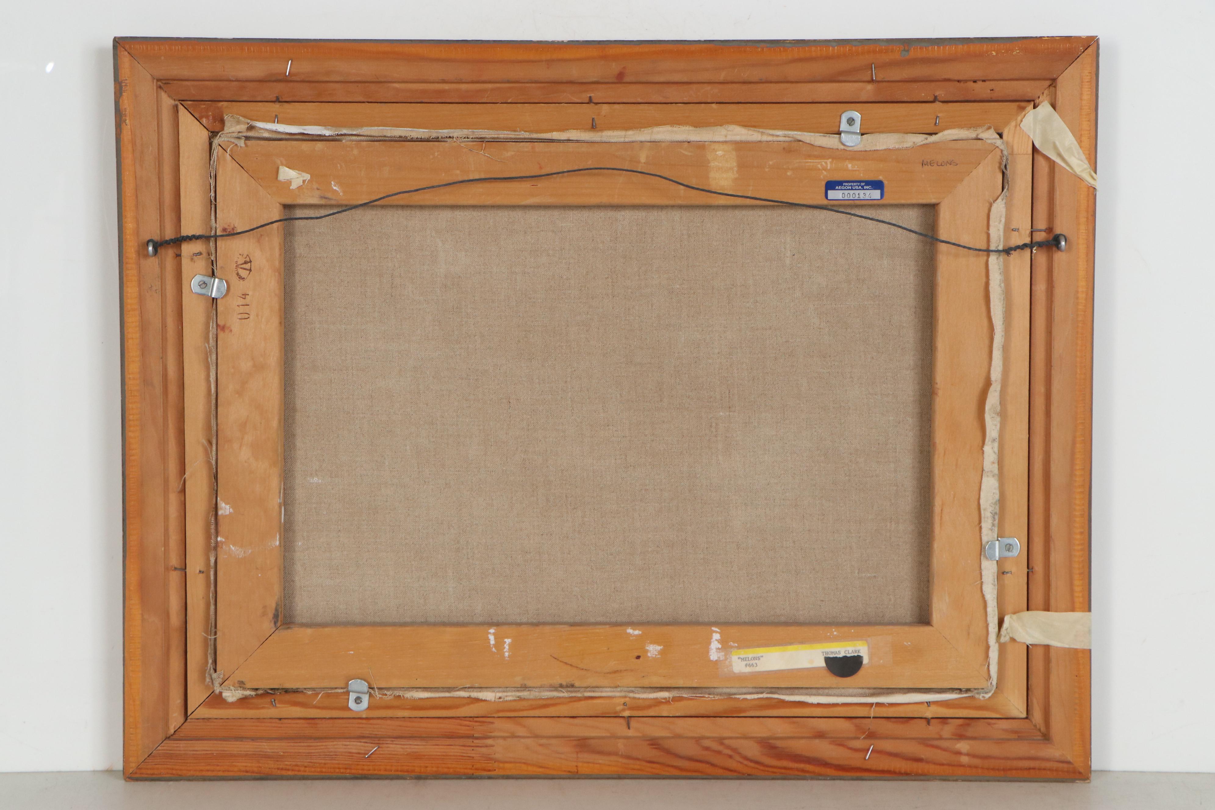 Still Life Oil Painting Attributed to H. Thomas Clark "Melons," Mid-20th Century