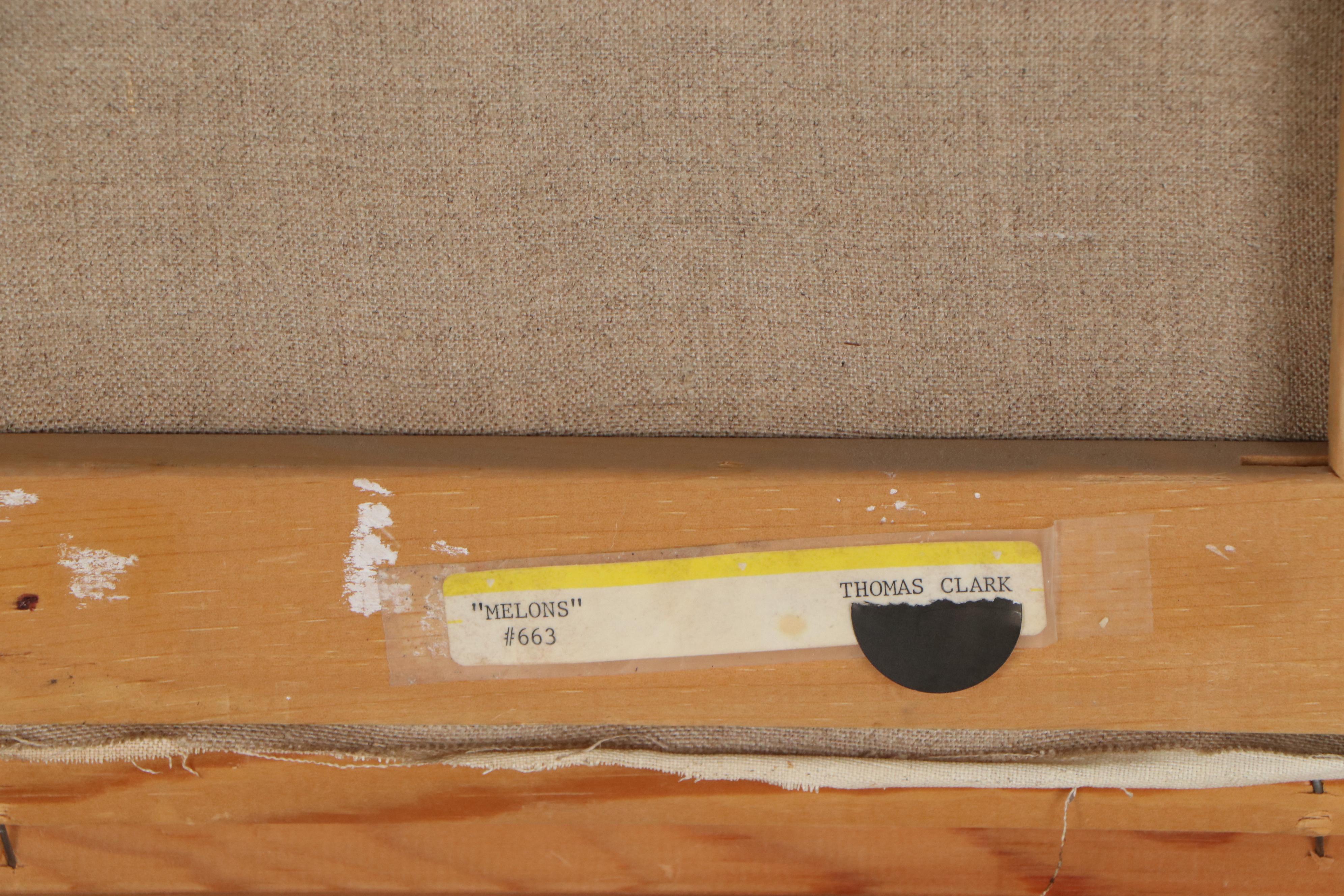 Still Life Oil Painting Attributed to H. Thomas Clark "Melons," Mid-20th Century