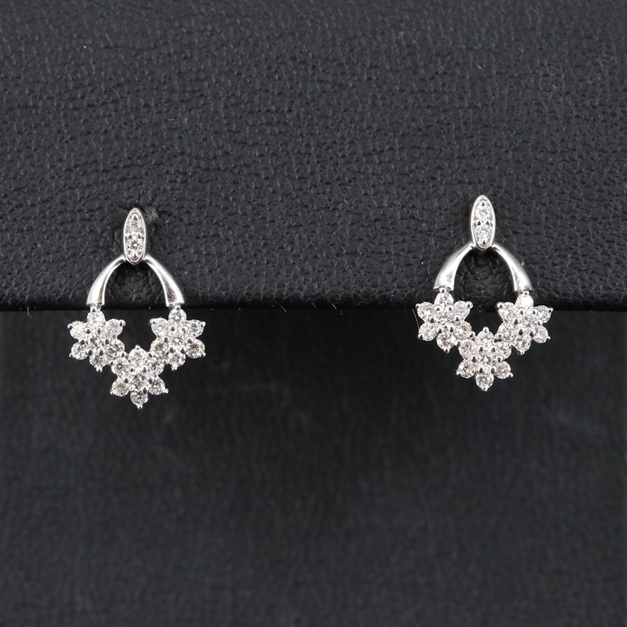 10K Diamond Floral Earrings
