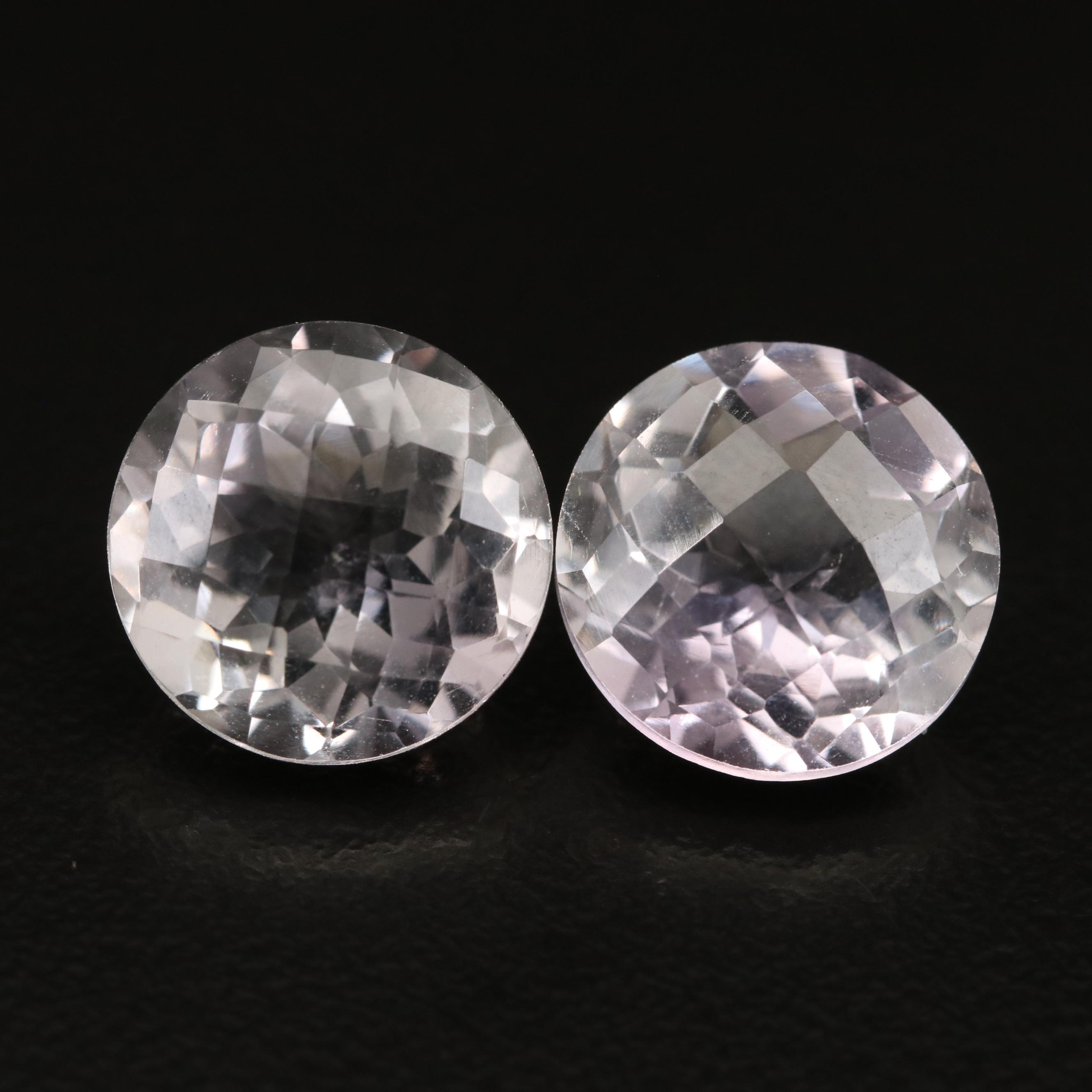 Matched Pair of Loose 12.38 CTW Quartz