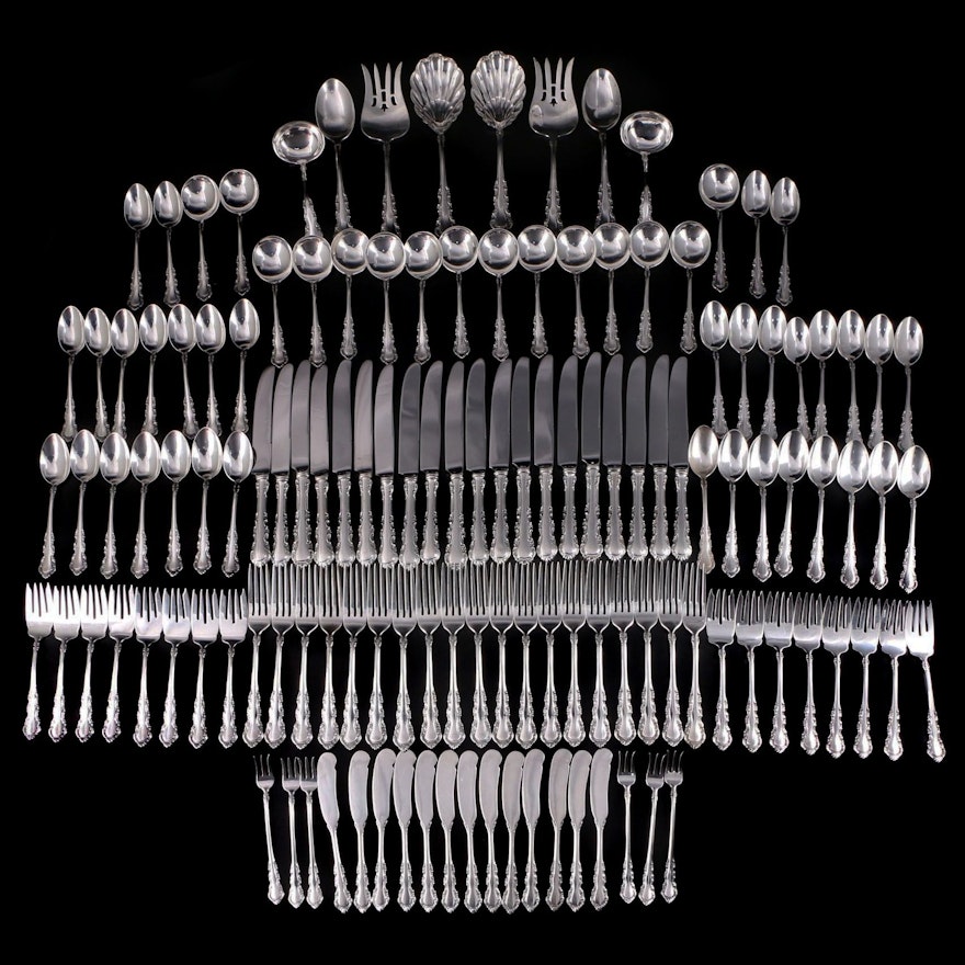 Reed & Barton "Georgian Rose" Flatware, Serving Utensils and Chest