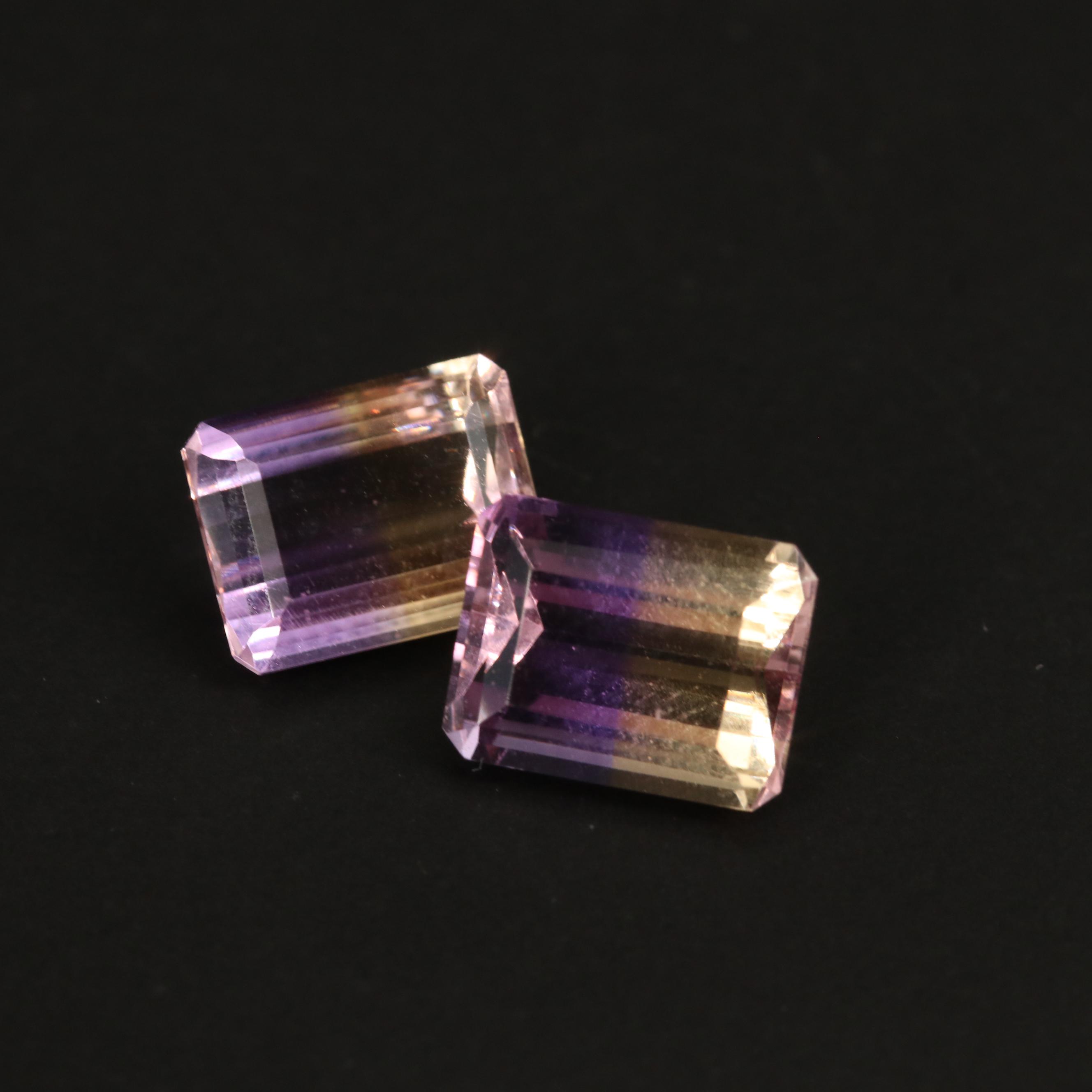 Loose 10.42 CTW Rectangular Faceted Ametrines