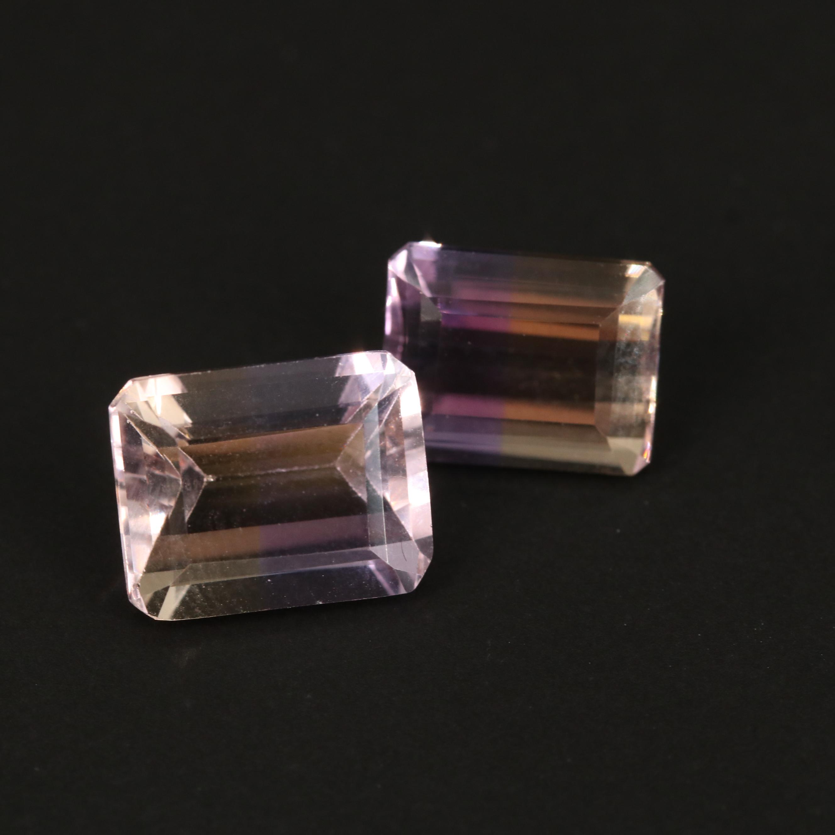 Loose 10.42 CTW Rectangular Faceted Ametrines