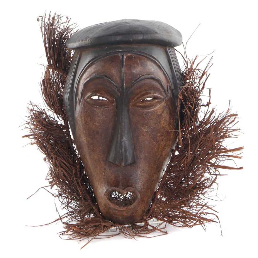 Fang Style Carved Wood African Mask, Central Africa