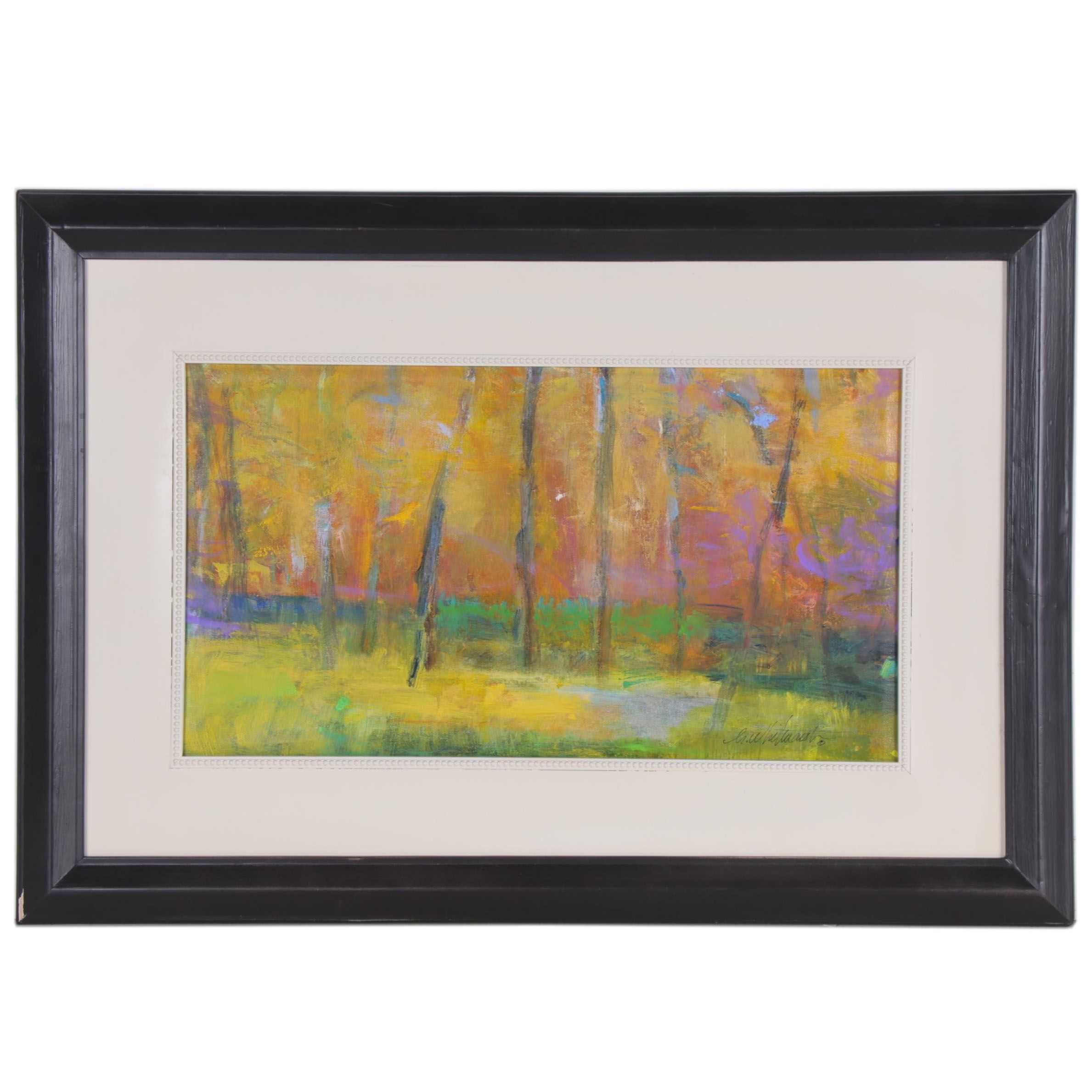 Mark Whitmarsh Landscape Acrylic Painting "Colorful Treeline," 2018