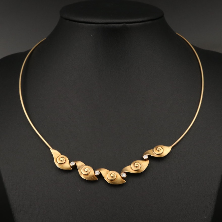 18K Diamond Swirl Collar Necklace