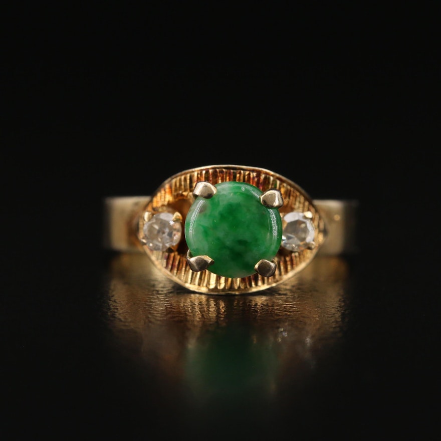 10K Jadeite and Diamond Ring