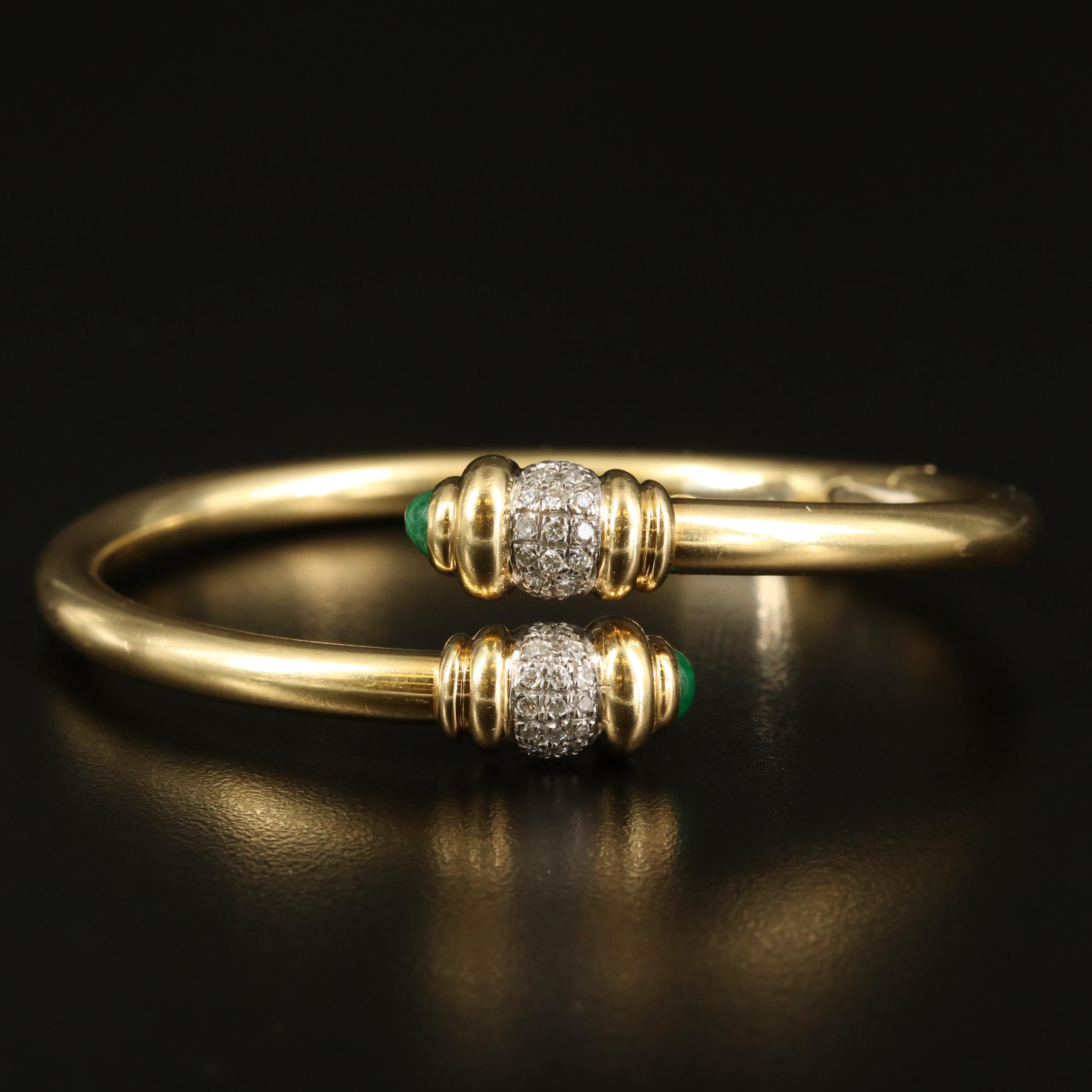 Chimento 18K Diamond and Emerald Bypass Hinged Bracelet