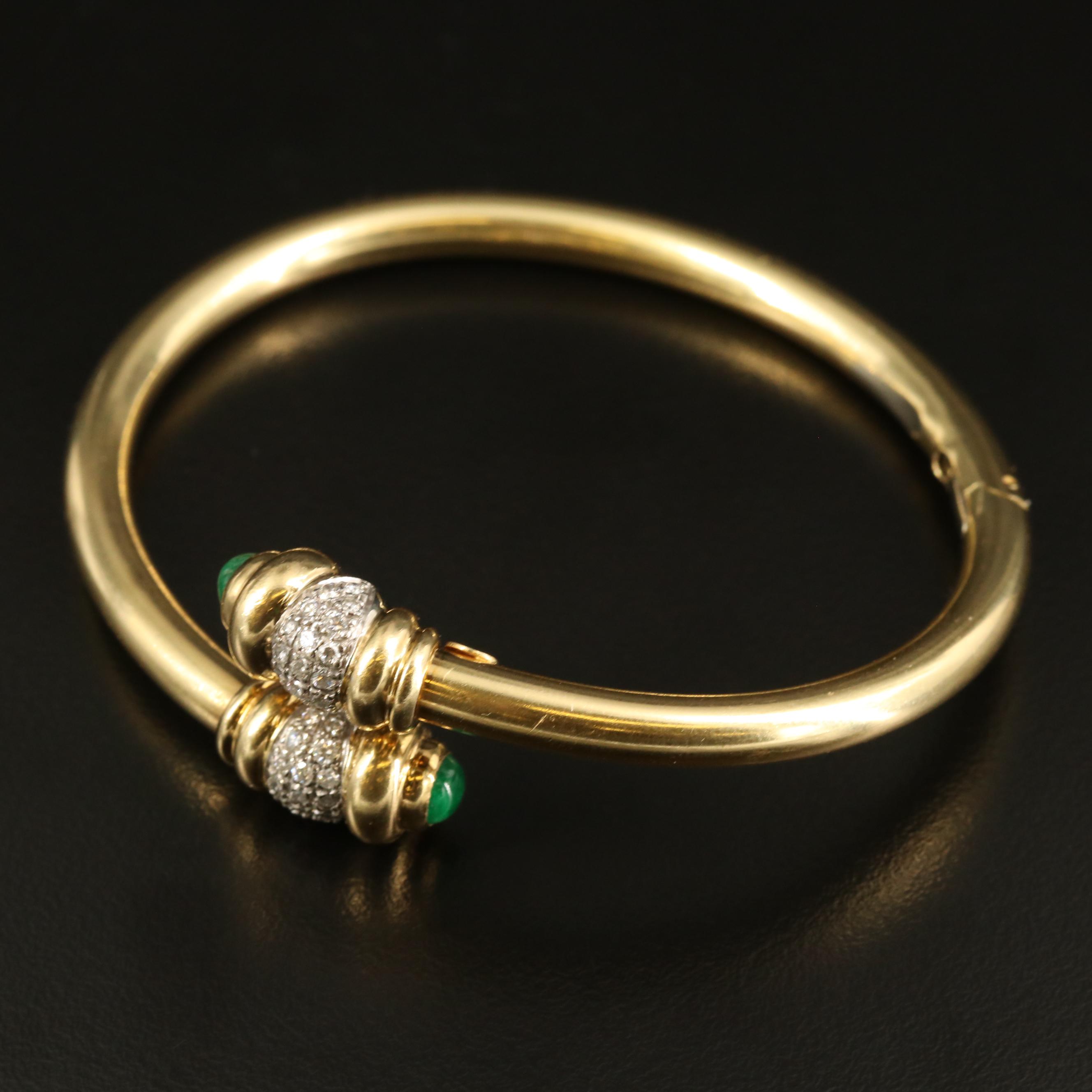 Chimento 18K Diamond and Emerald Bypass Hinged Bracelet