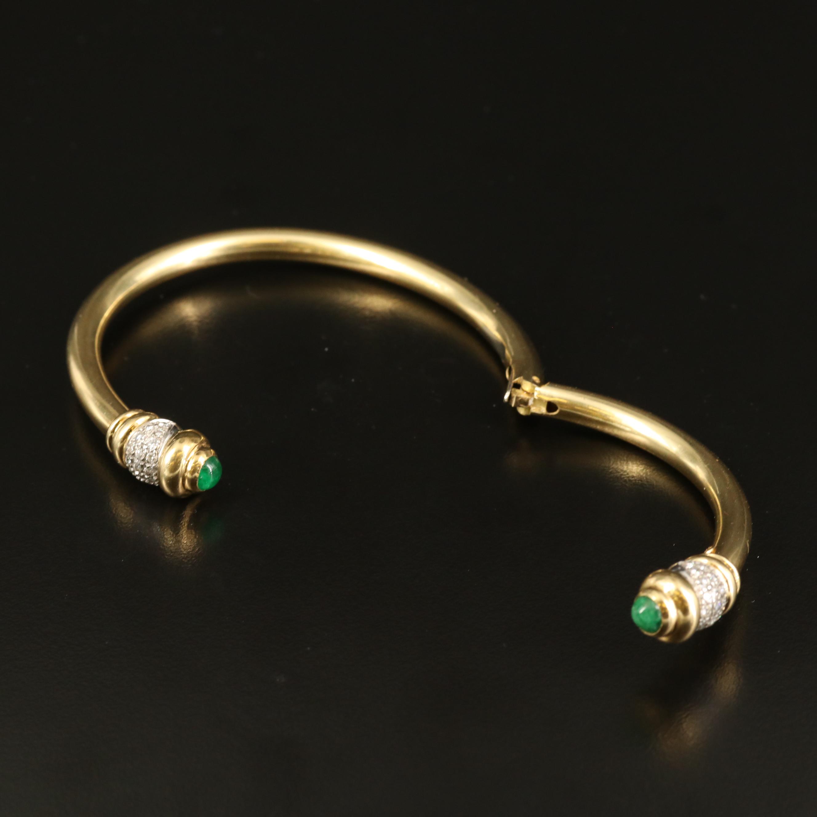 Chimento 18K Diamond and Emerald Bypass Hinged Bracelet