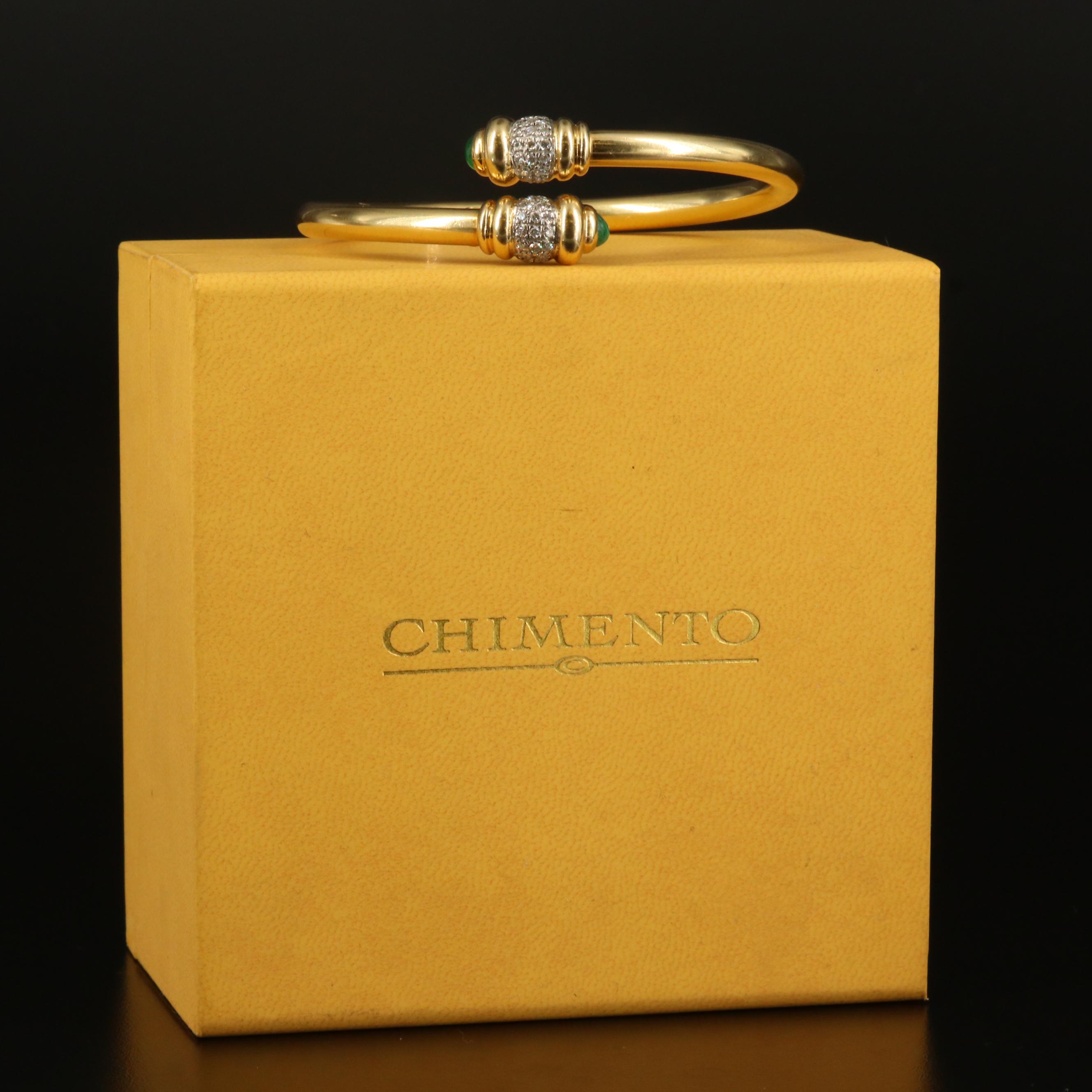 Chimento 18K Diamond and Emerald Bypass Hinged Bracelet