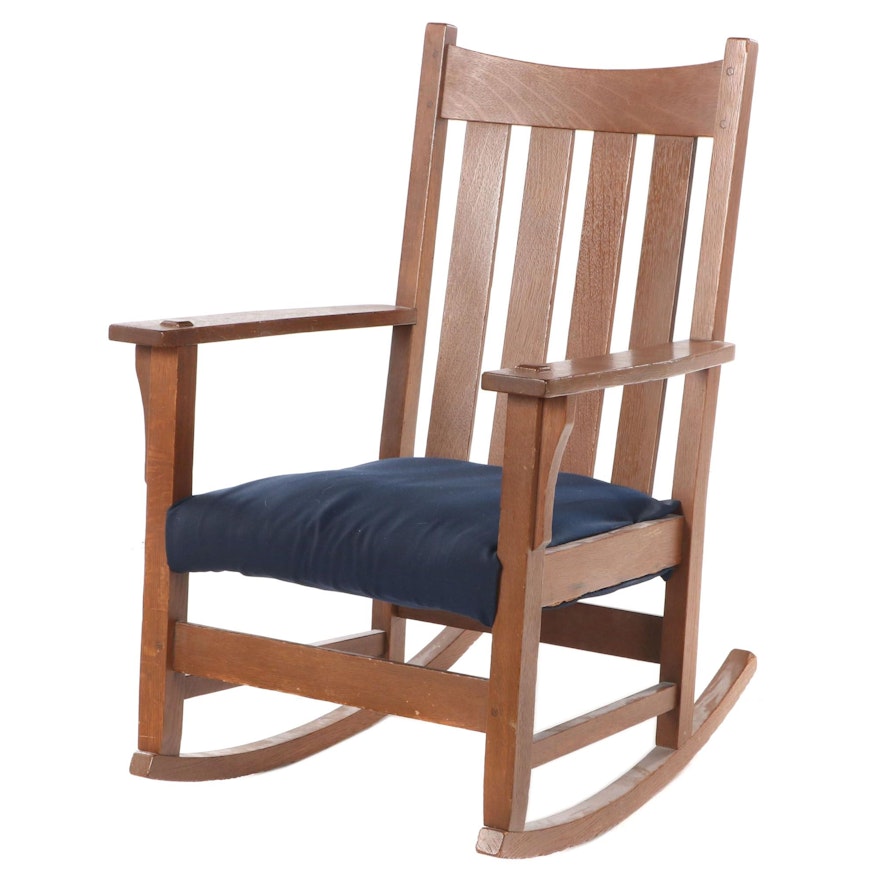 Arts & Crafts Style Oak Rocking Chair, Mid 20th Century