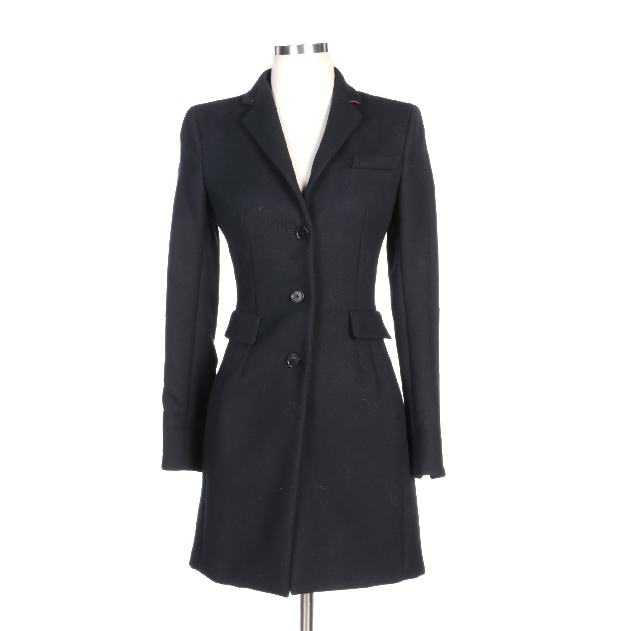 Akris Punto Black Wool Lapel Coat with Dart Details