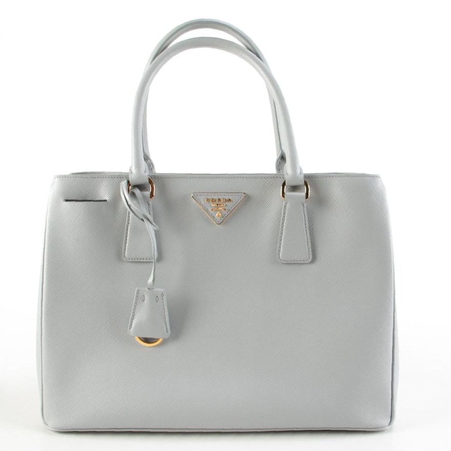 Prada Galleria Two-Way Tote in Gray Saffiano Leather