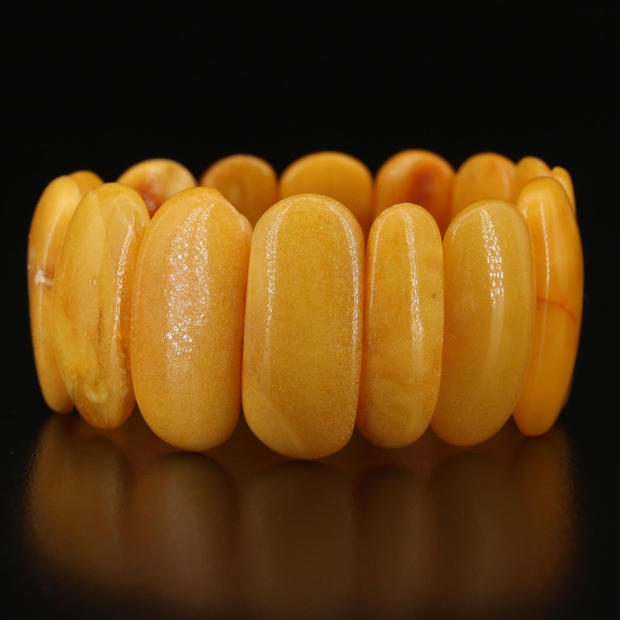 Mutton Fat Amber Expandable Bracelet