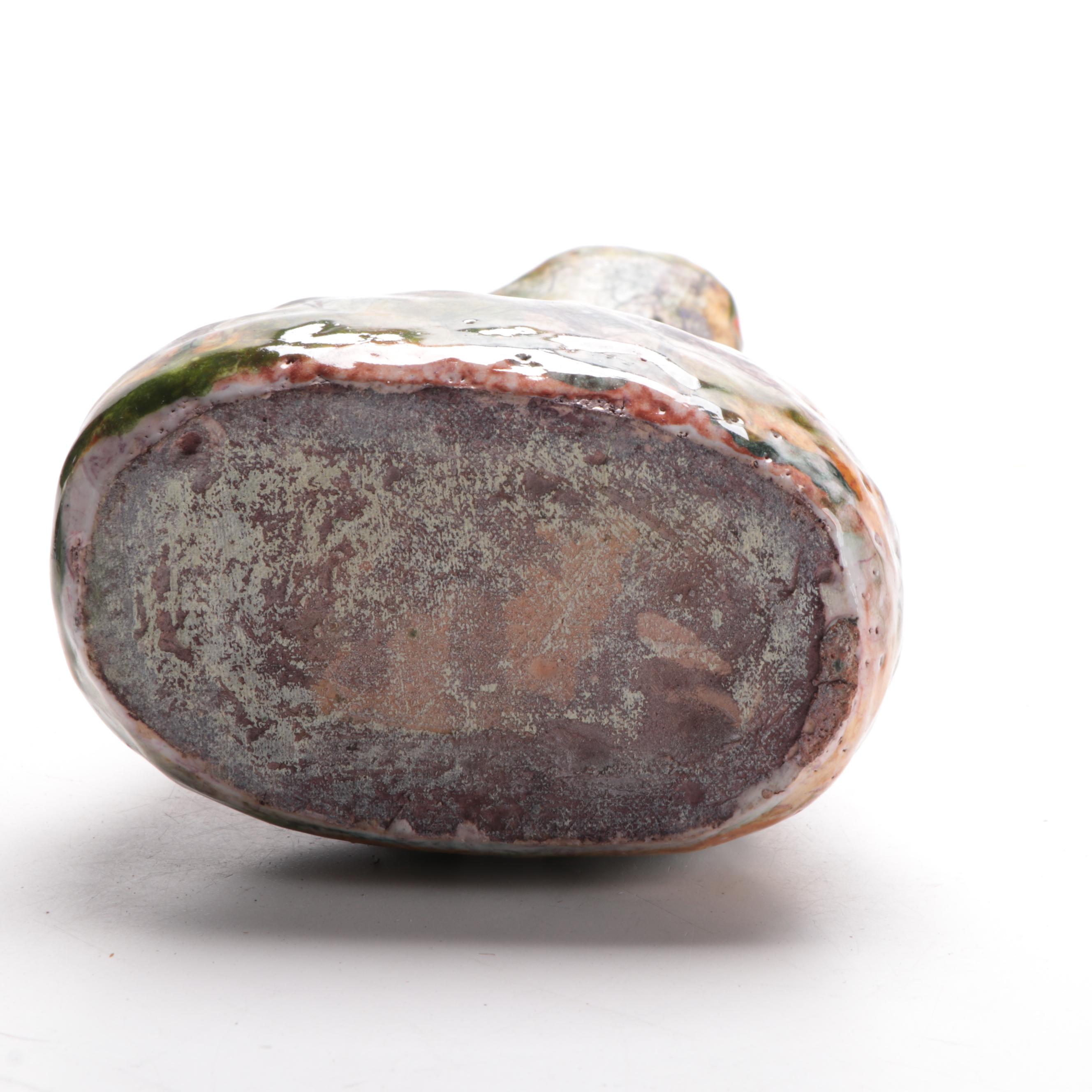 Folk Art Slab Built Vessel with Figural Linework