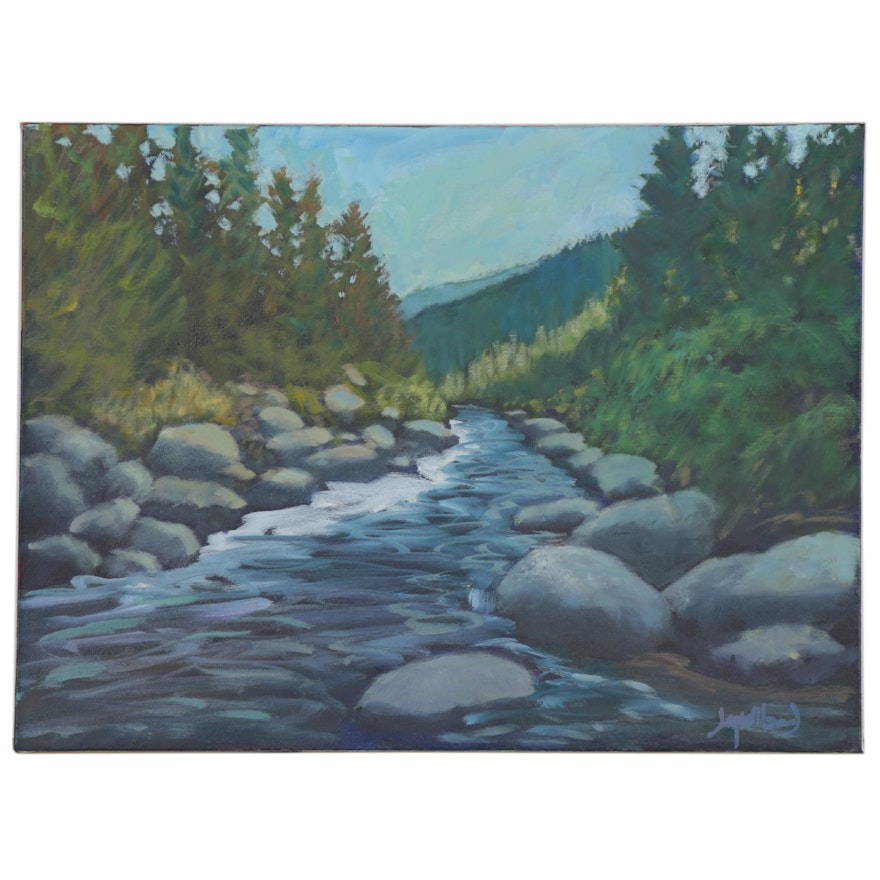 Jay Wilford Oil Painting "Where the Trout Are," 21st Century