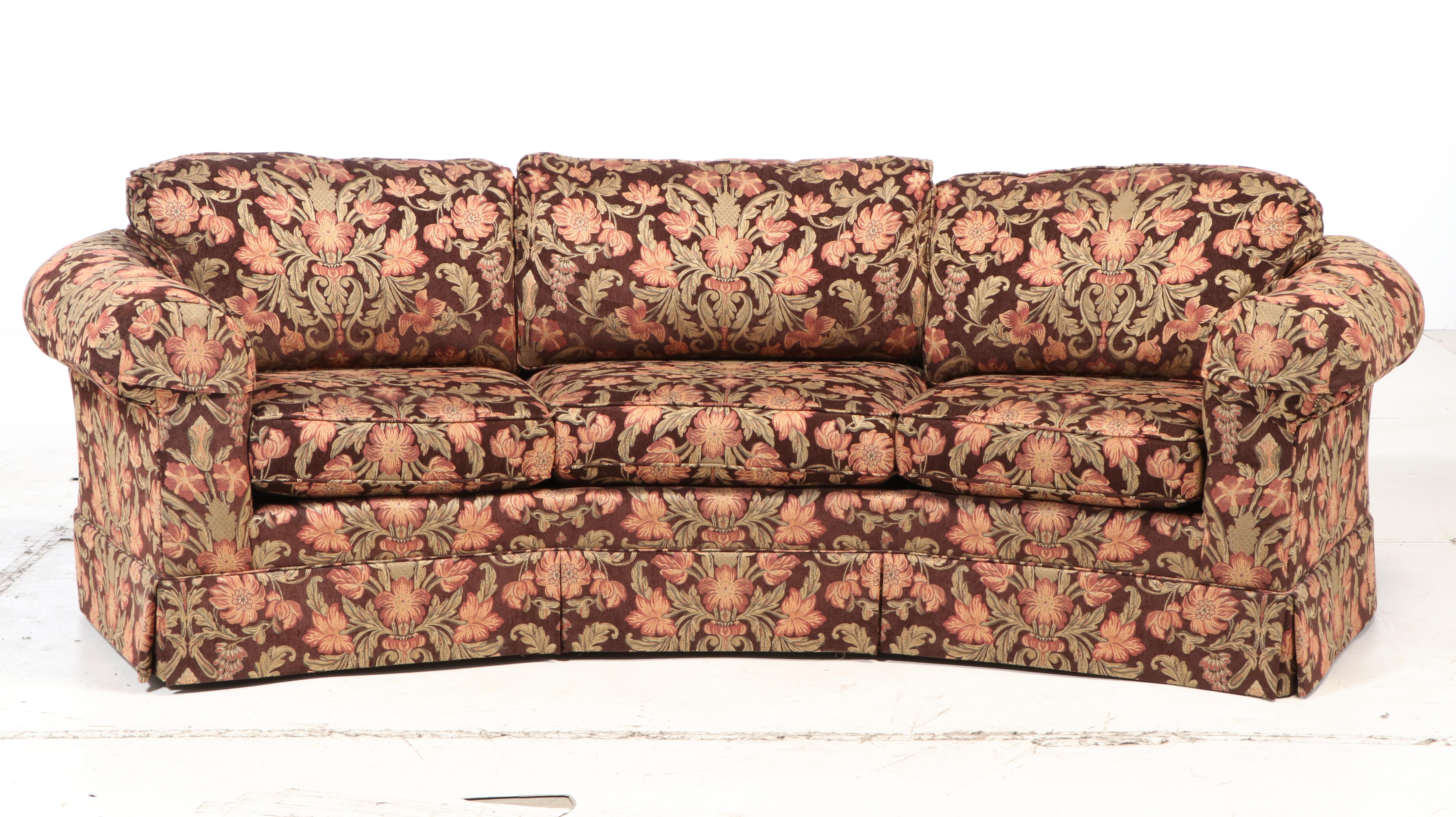 Temple Inc. Upholstered Sofa in Floral Tapestry, Late 20th Century