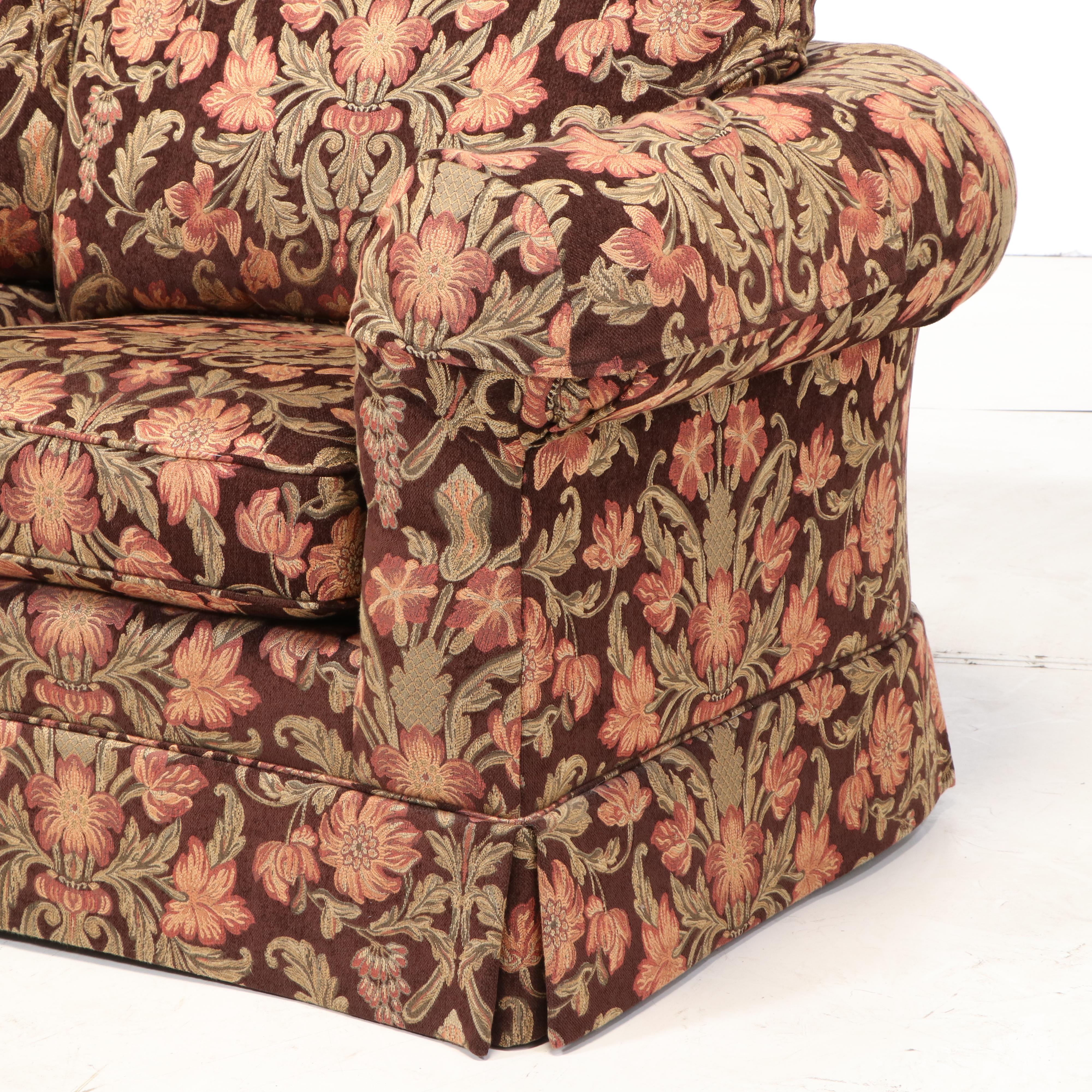 Temple Inc. Upholstered Sofa in Floral Tapestry, Late 20th Century