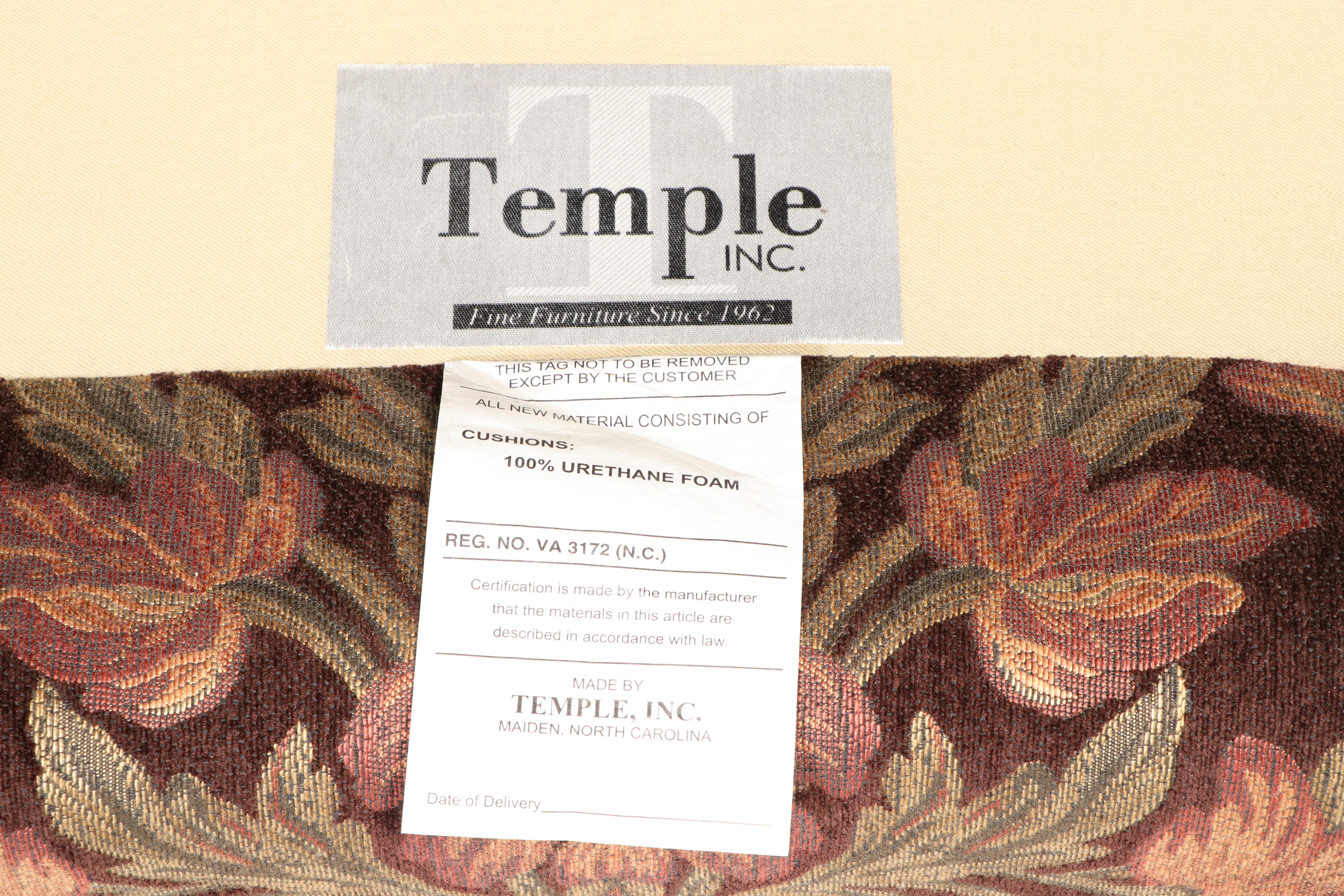 Temple Inc. Upholstered Sofa in Floral Tapestry, Late 20th Century