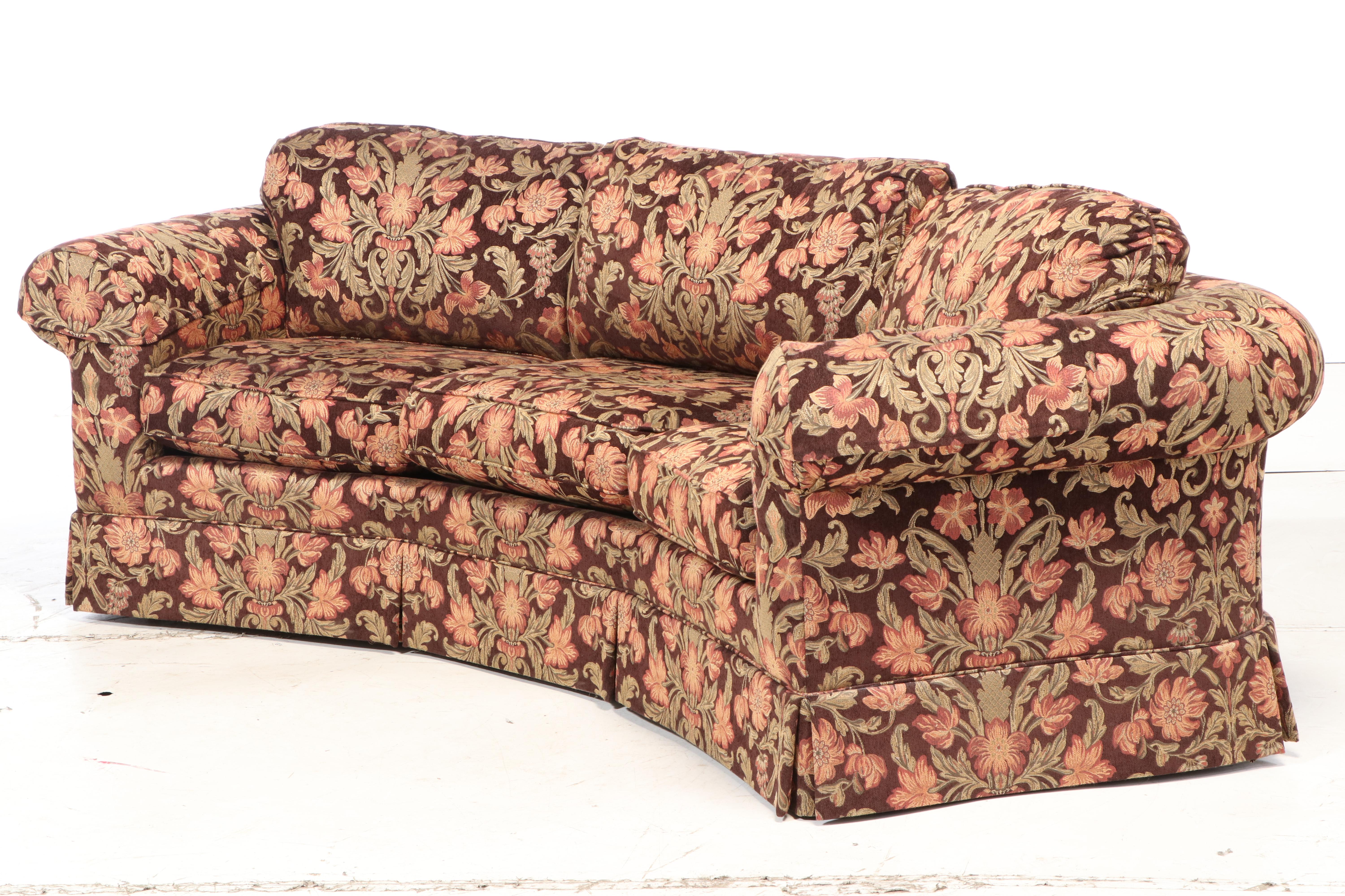 Temple Inc. Upholstered Sofa in Floral Tapestry, Late 20th Century