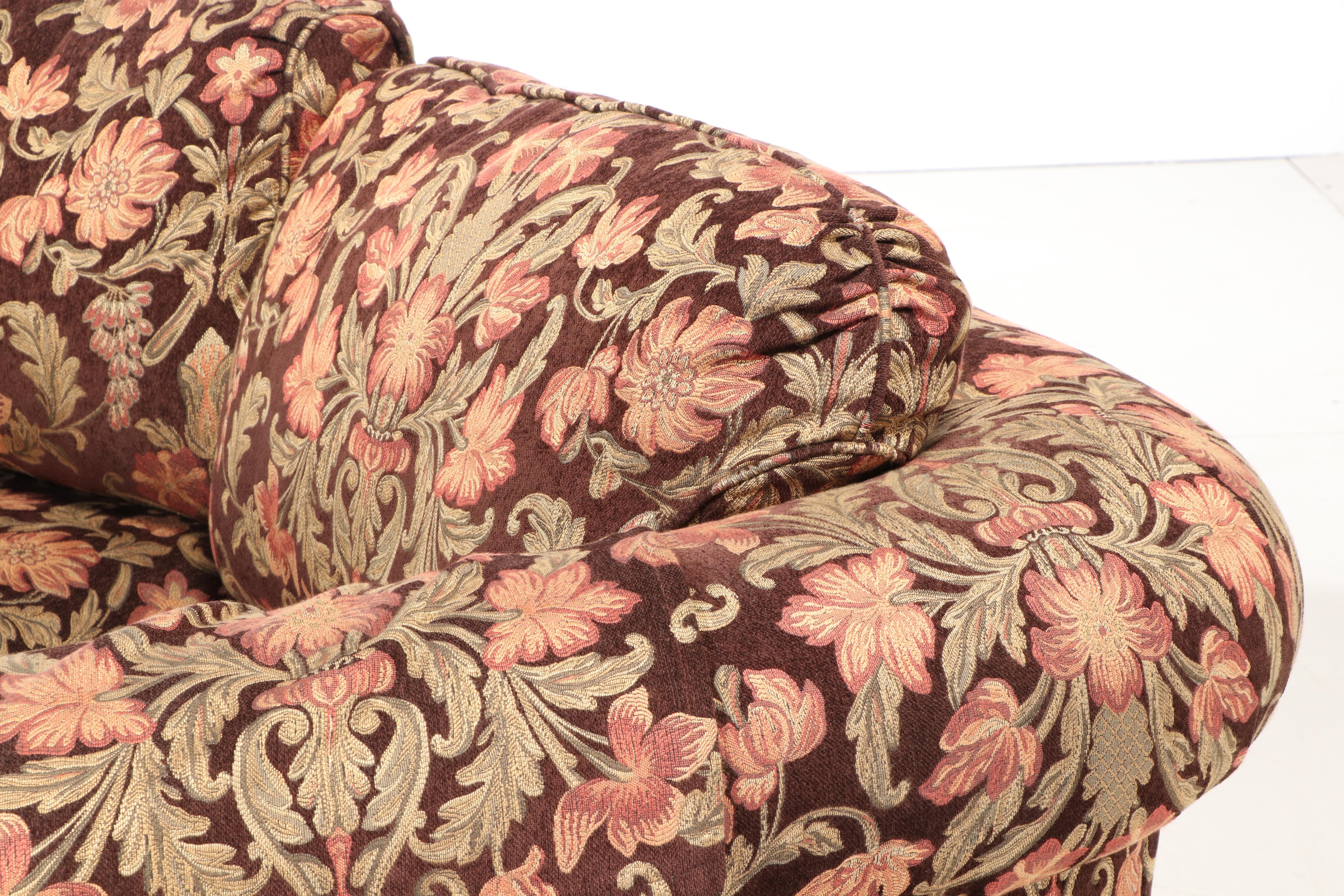 Temple Inc. Upholstered Sofa in Floral Tapestry, Late 20th Century