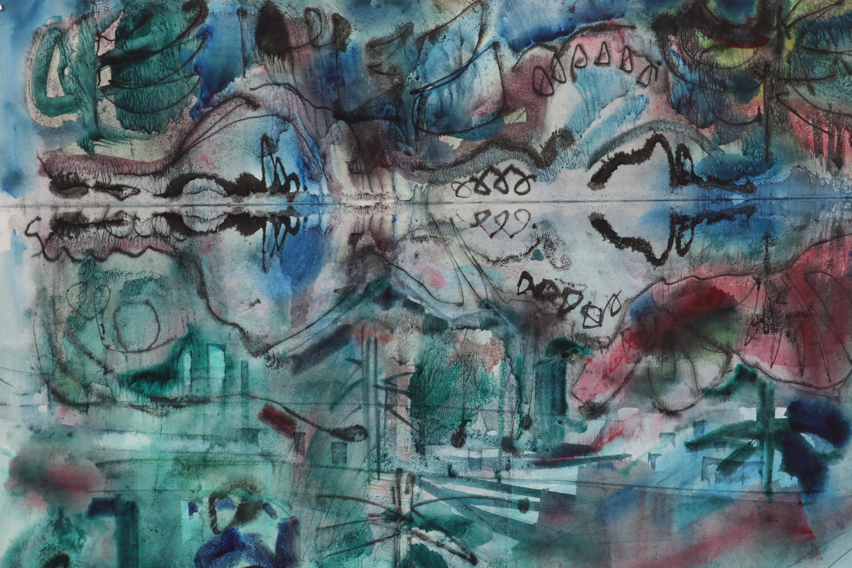 Jack Meanwell Abstract Watercolor Painting, 1979