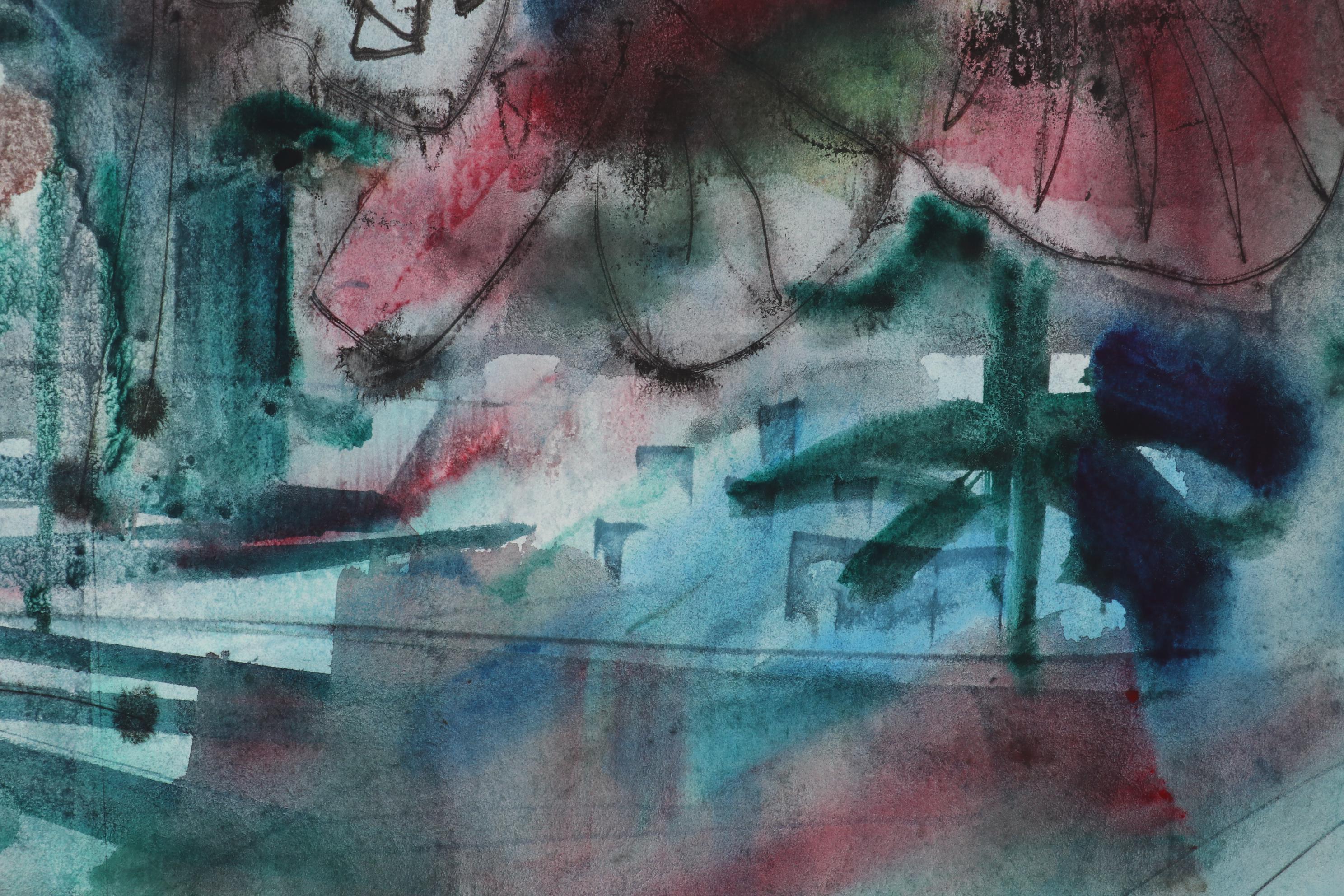 Jack Meanwell Abstract Watercolor Painting, 1979