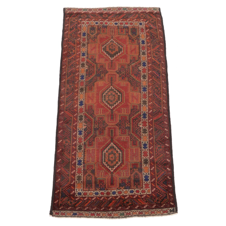 3'1 x 6'11 Hand-Knotted Afghan Taimani Baluch Wool Rug