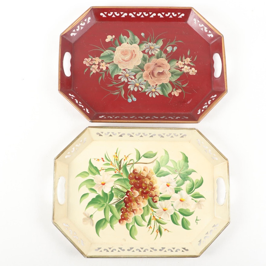 Pair of Hand-Painted Tole Trays