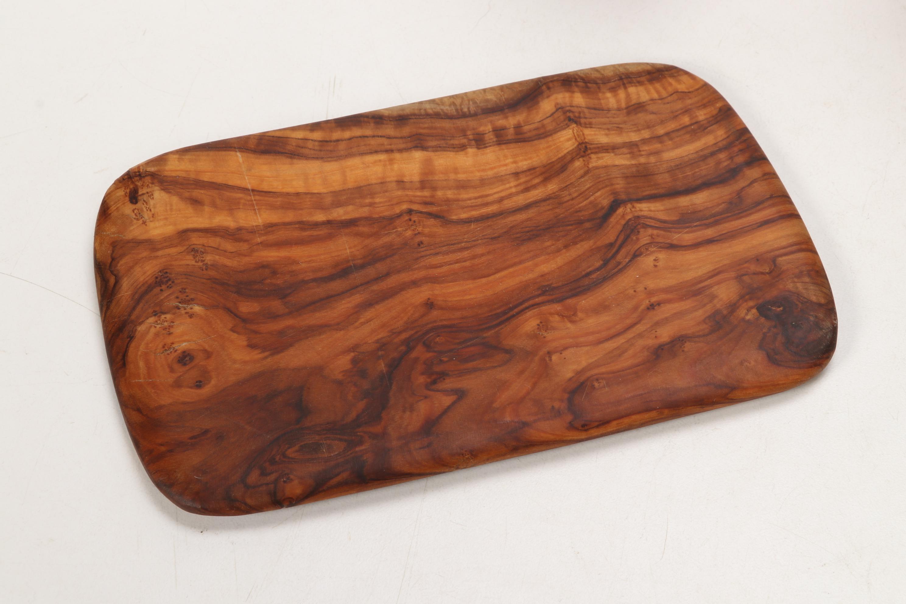 Bernard Olivewood Cheese Board with Cutting Board and Wine Glasses