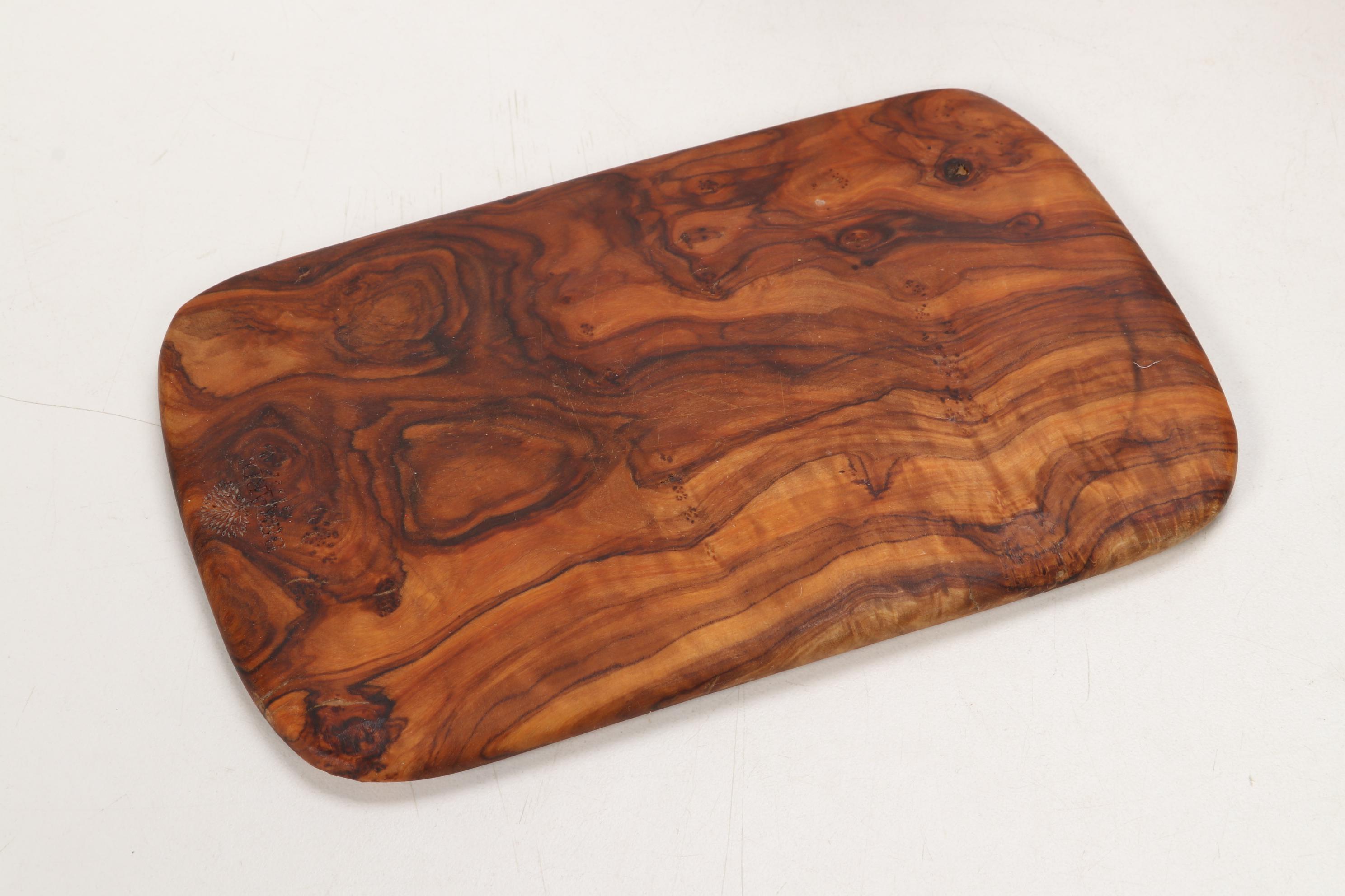 Bernard Olivewood Cheese Board with Cutting Board and Wine Glasses