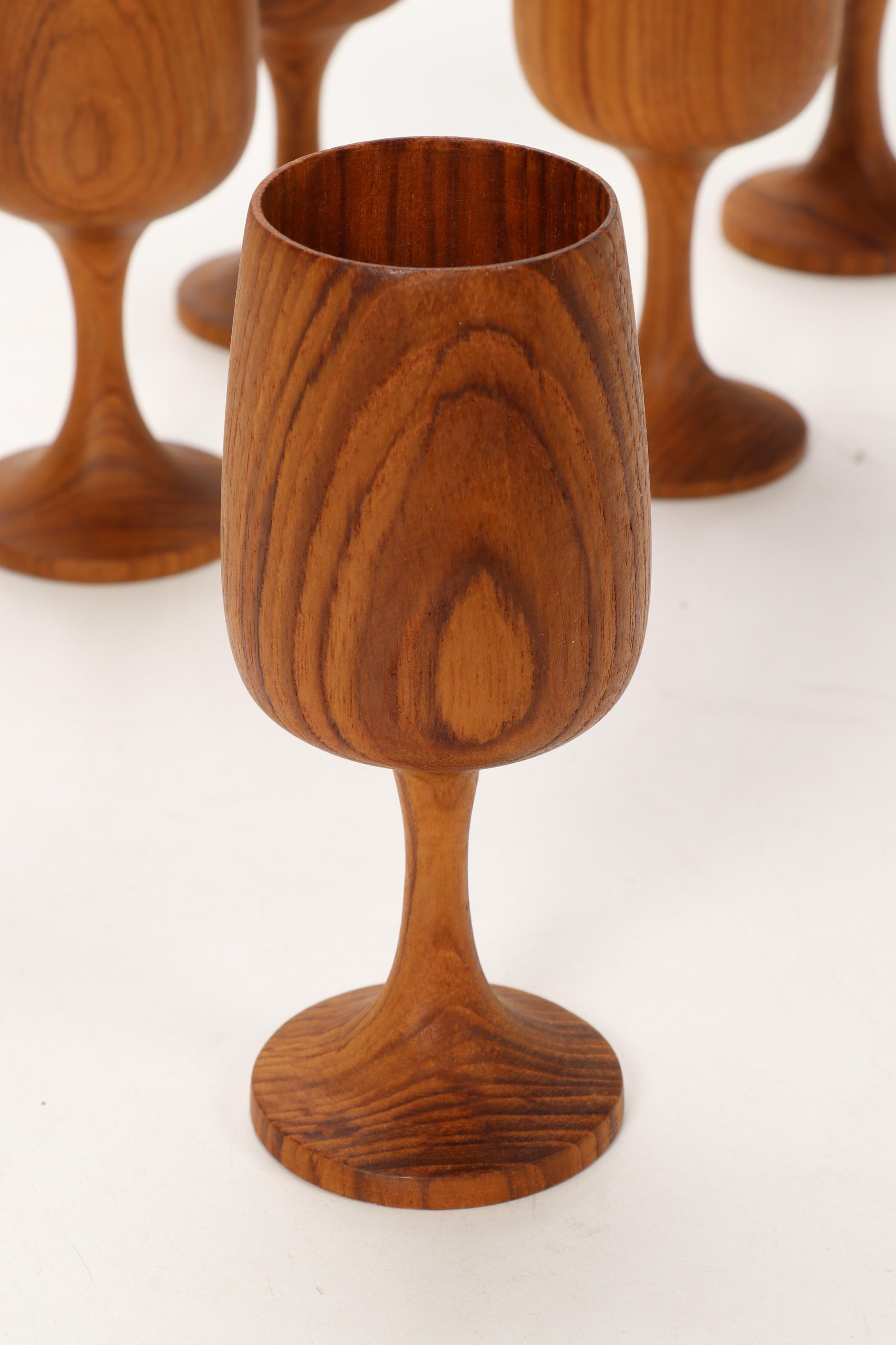 Bernard Olivewood Cheese Board with Cutting Board and Wine Glasses