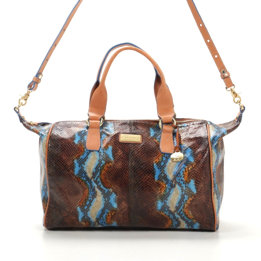 Brahmin Barrel Bag in Snake Embossed Leather