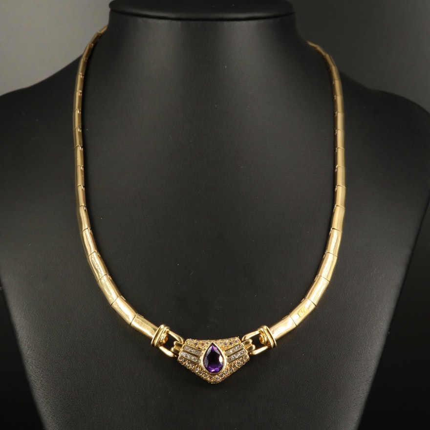 18K Amethyst and 1.47 CTW Diamond Necklace