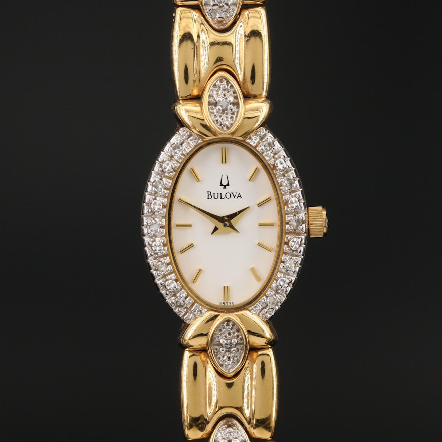 Bulova "Diamond Collection" Gold Tone Quartz Wristwatch