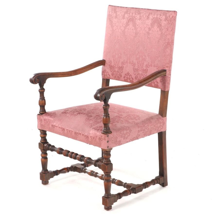 Louis XIII Style Walnut Armchair, Late 19th/Early 20th Century