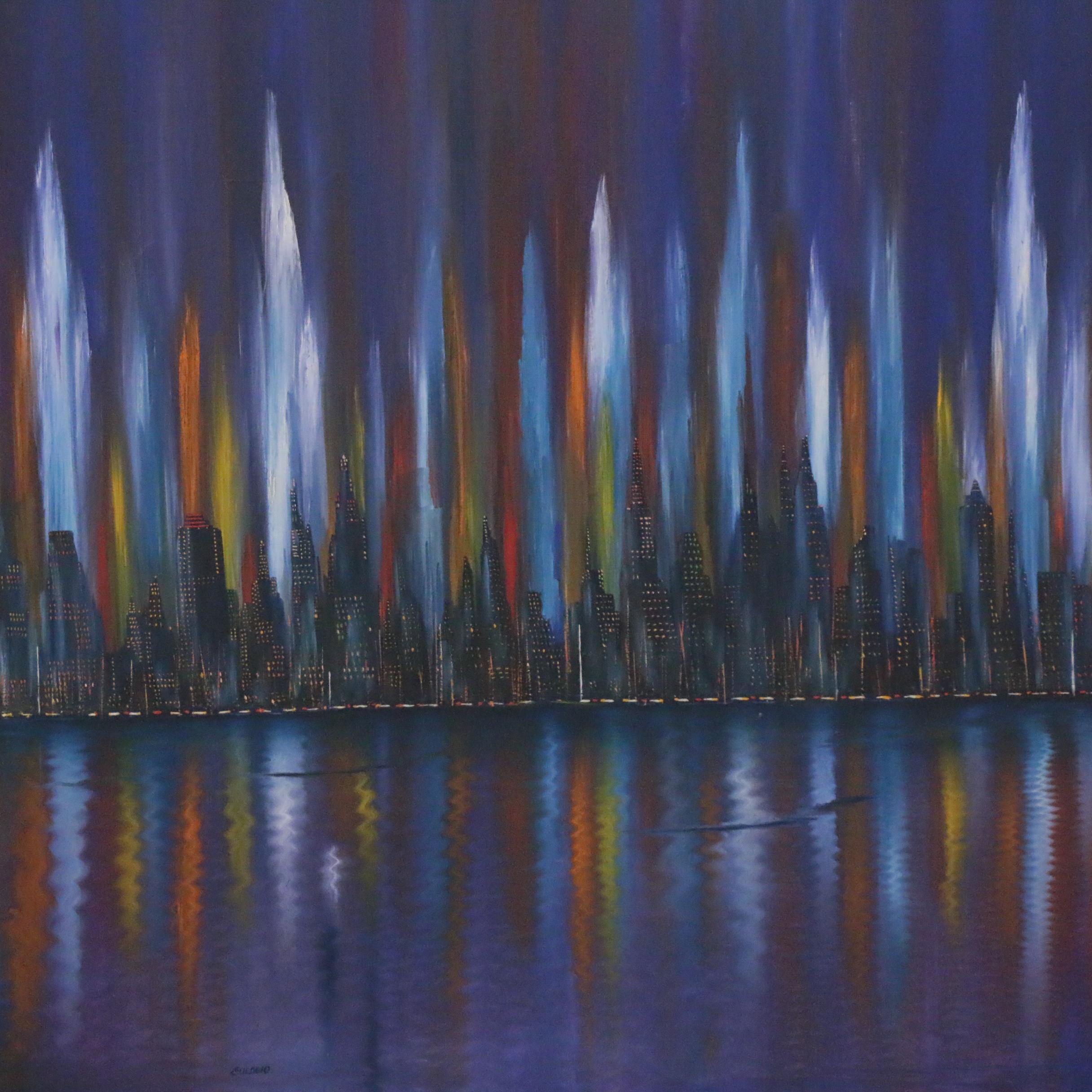Eulogio Candedo Oil Painting of Skyline, Late 20th Century