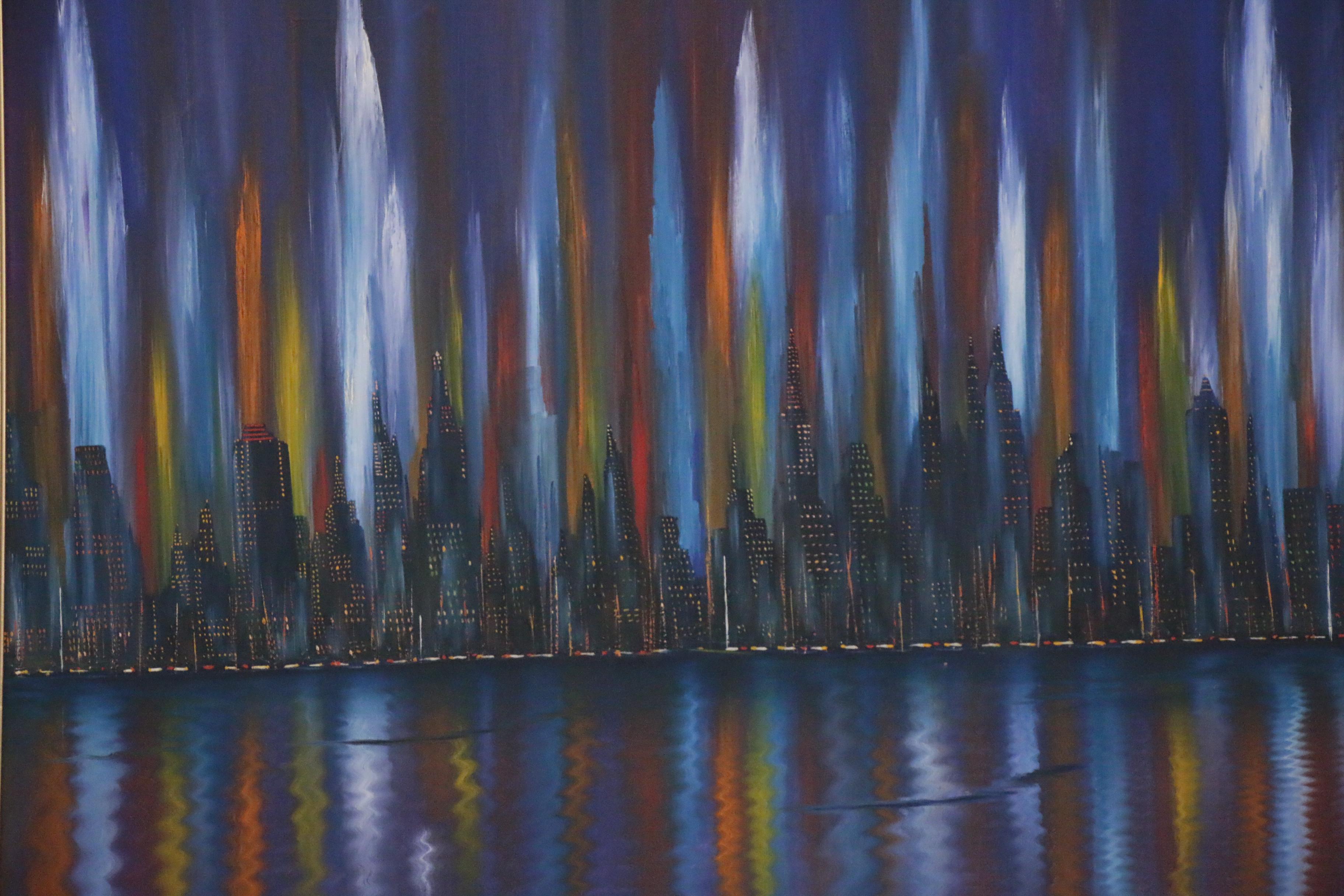 Eulogio Candedo Oil Painting of Skyline, Late 20th Century