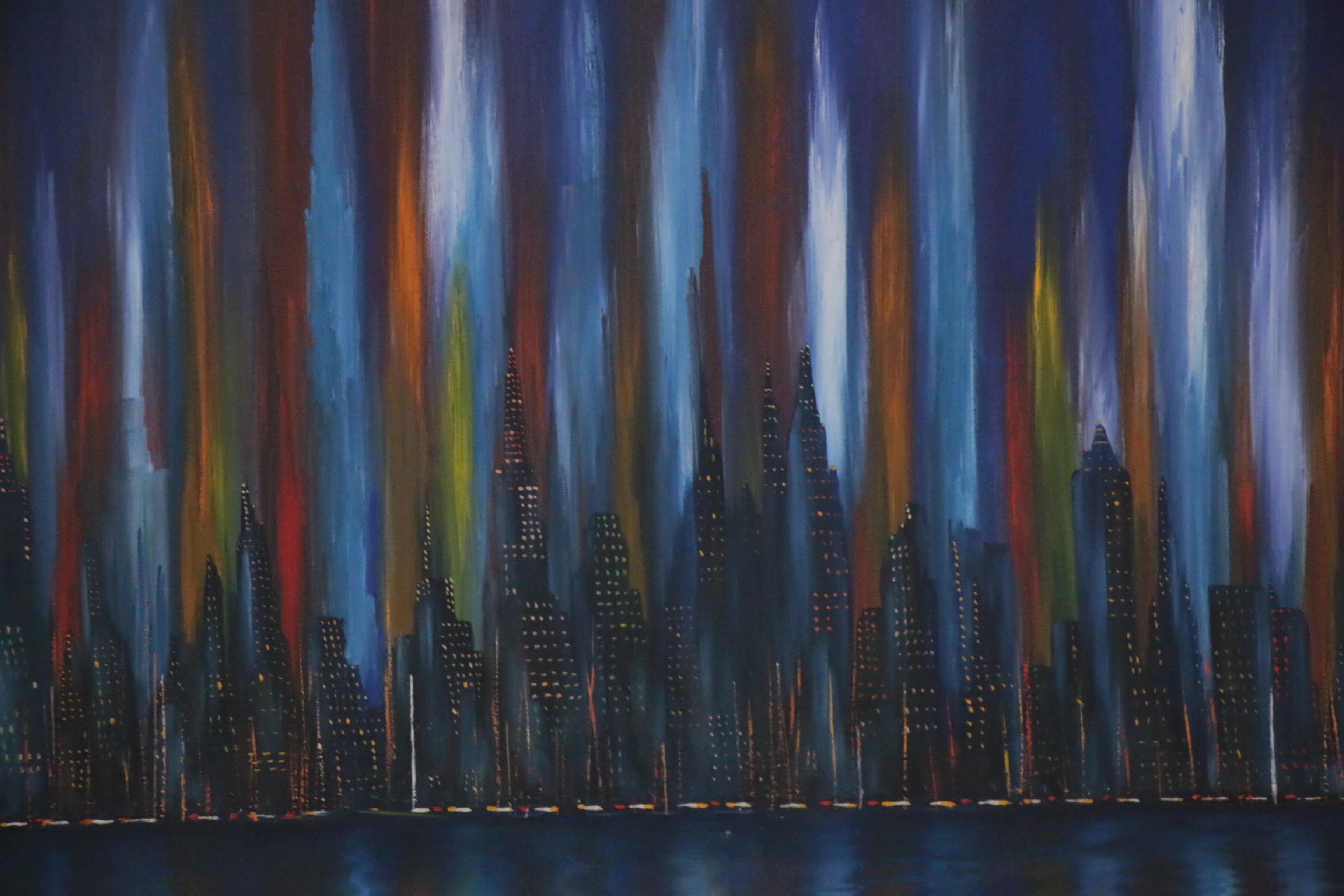 Eulogio Candedo Oil Painting of Skyline, Late 20th Century