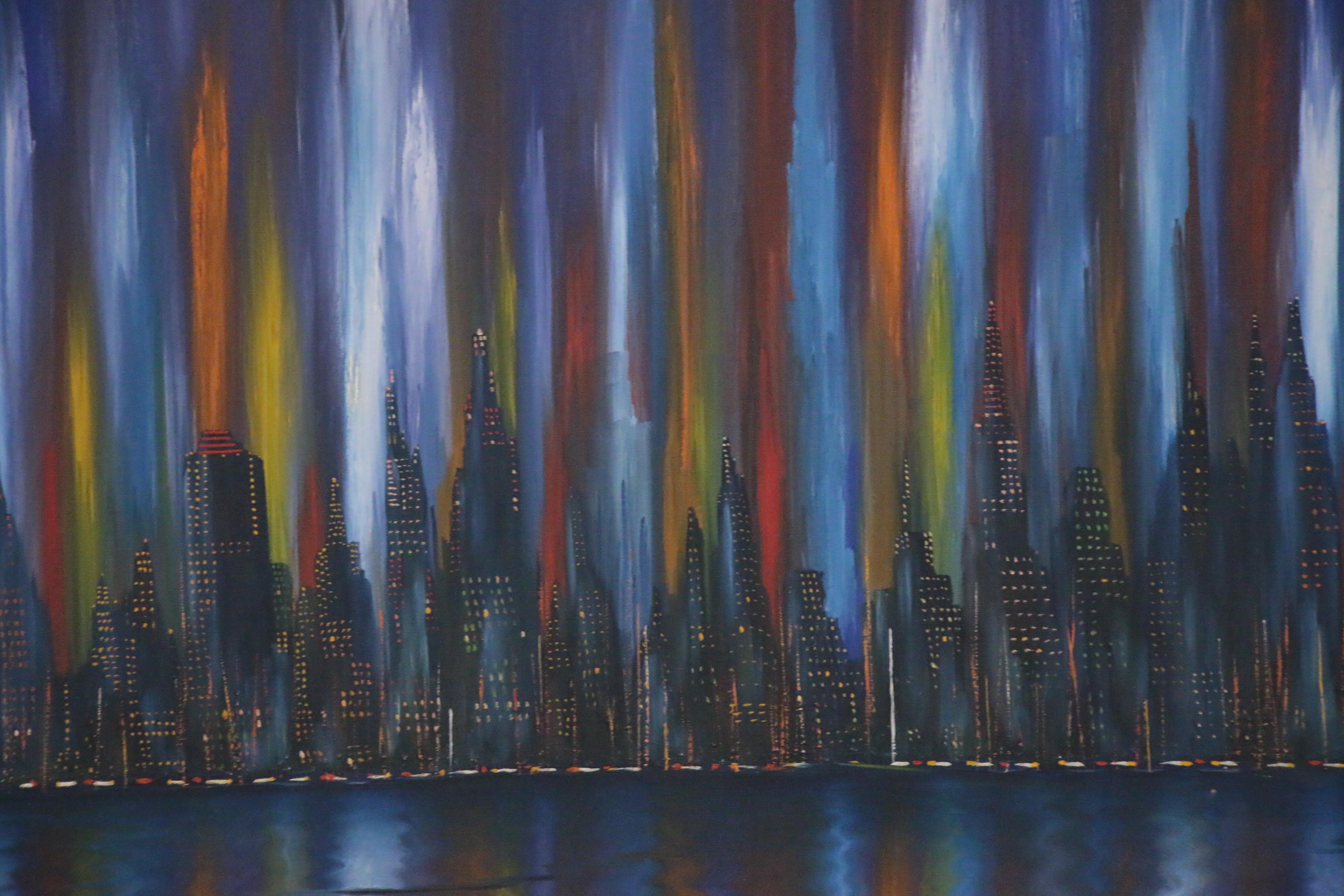 Eulogio Candedo Oil Painting of Skyline, Late 20th Century