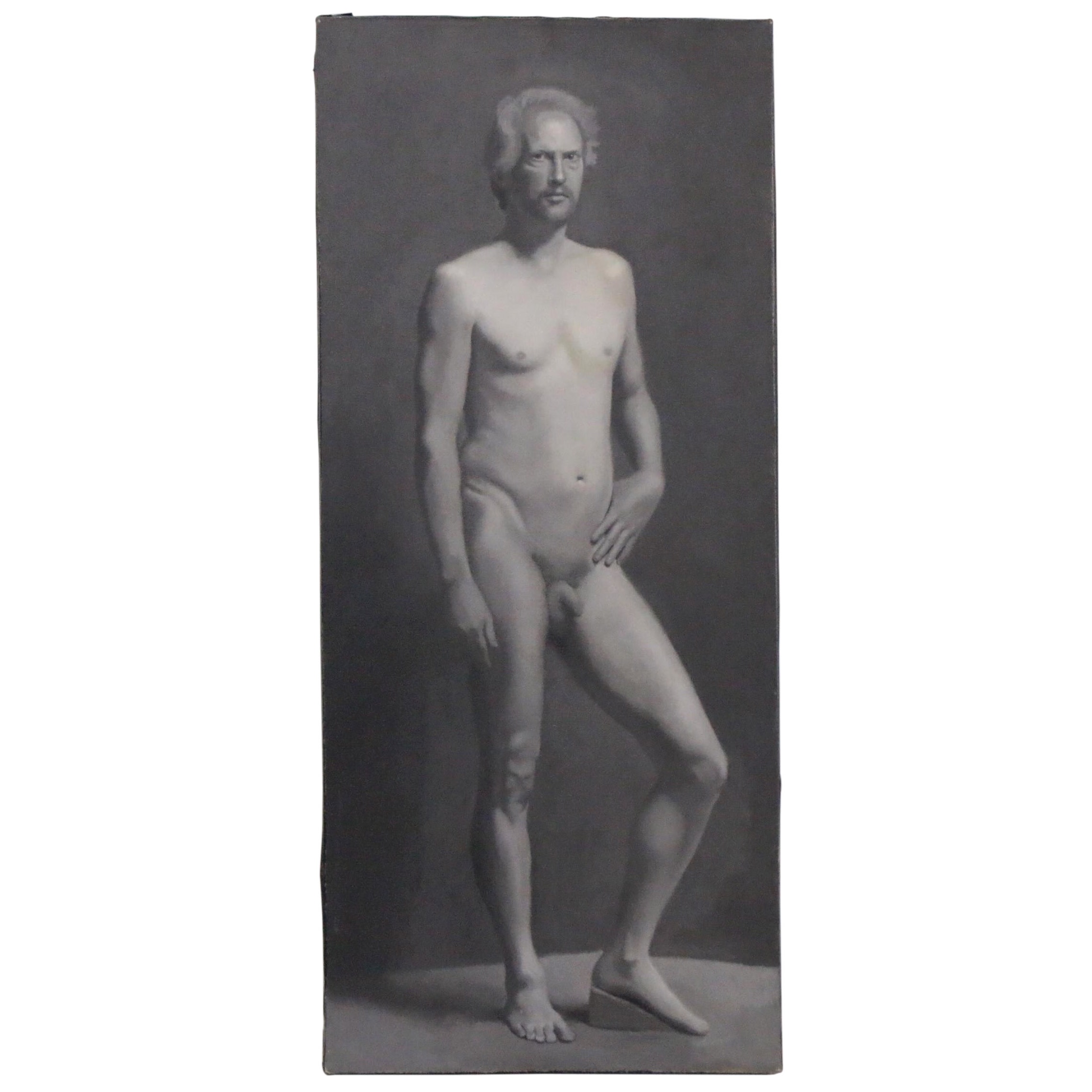 Monochrome Oil Painting of Male Nude, 21st Century