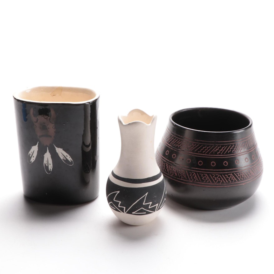 Yakima Nation Ceramic Vase and Other Pottery Vessels