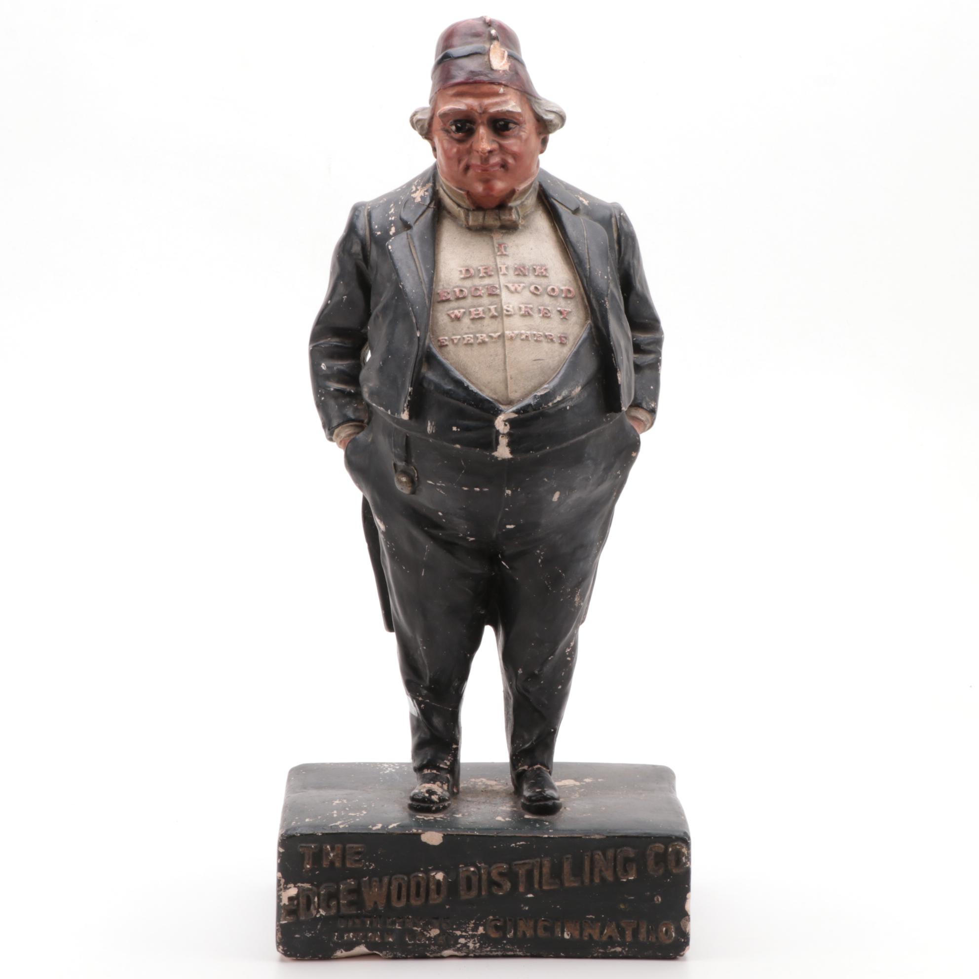 Edgewood Whiskey and Distillery Co. Advertising Chalkware Statue, Mid-20th C.