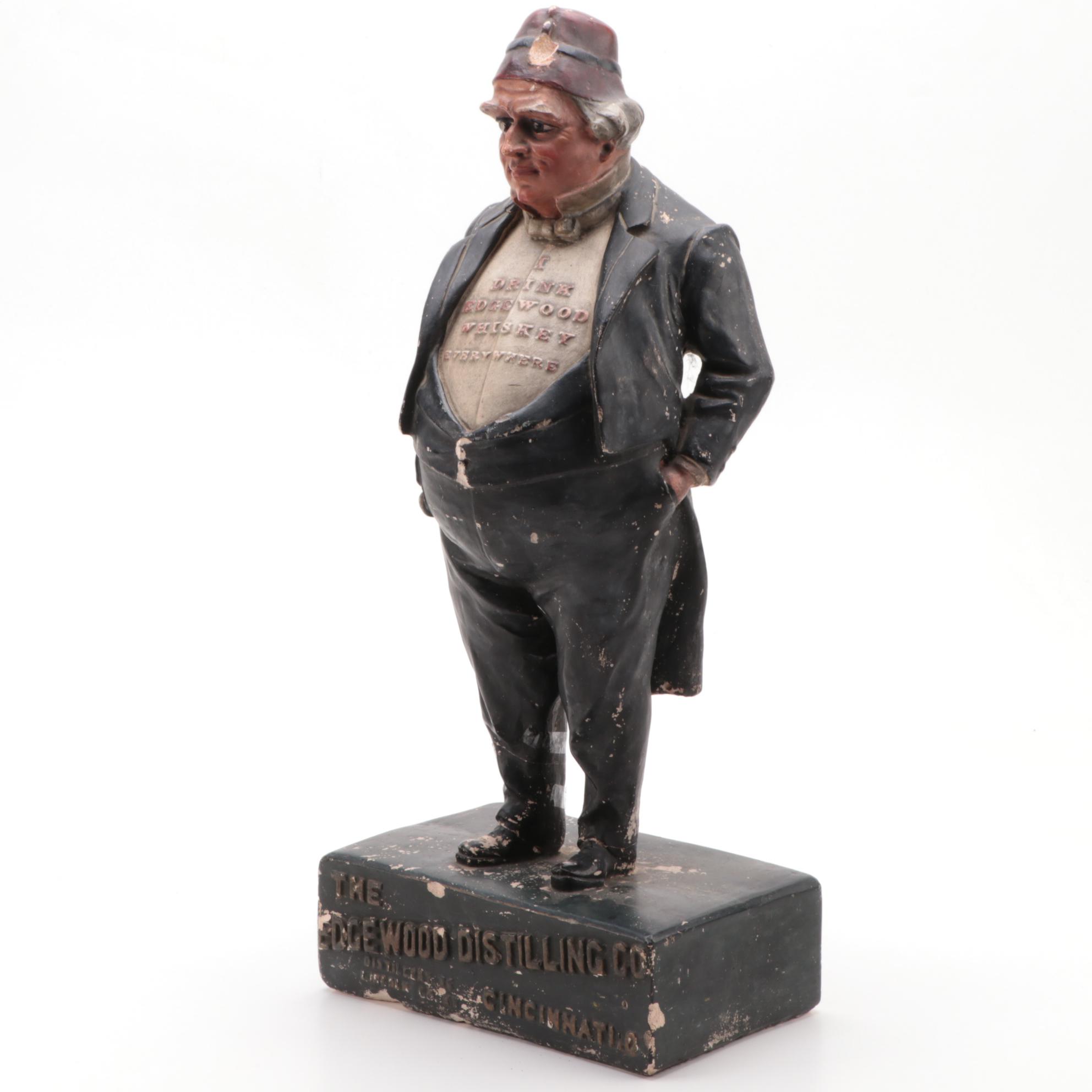 Edgewood Whiskey and Distillery Co. Advertising Chalkware Statue, Mid-20th C.