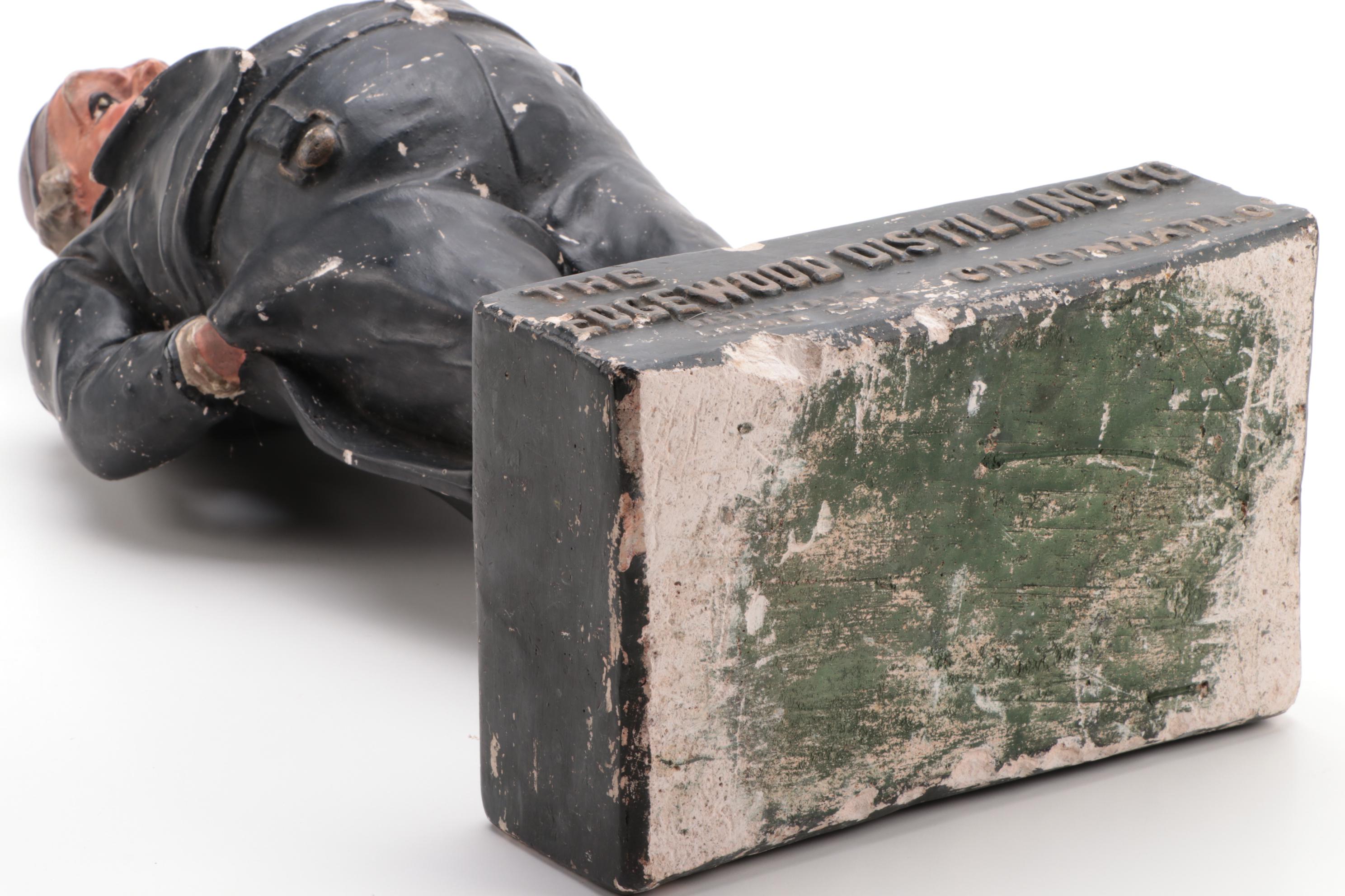 Edgewood Whiskey and Distillery Co. Advertising Chalkware Statue, Mid-20th C.